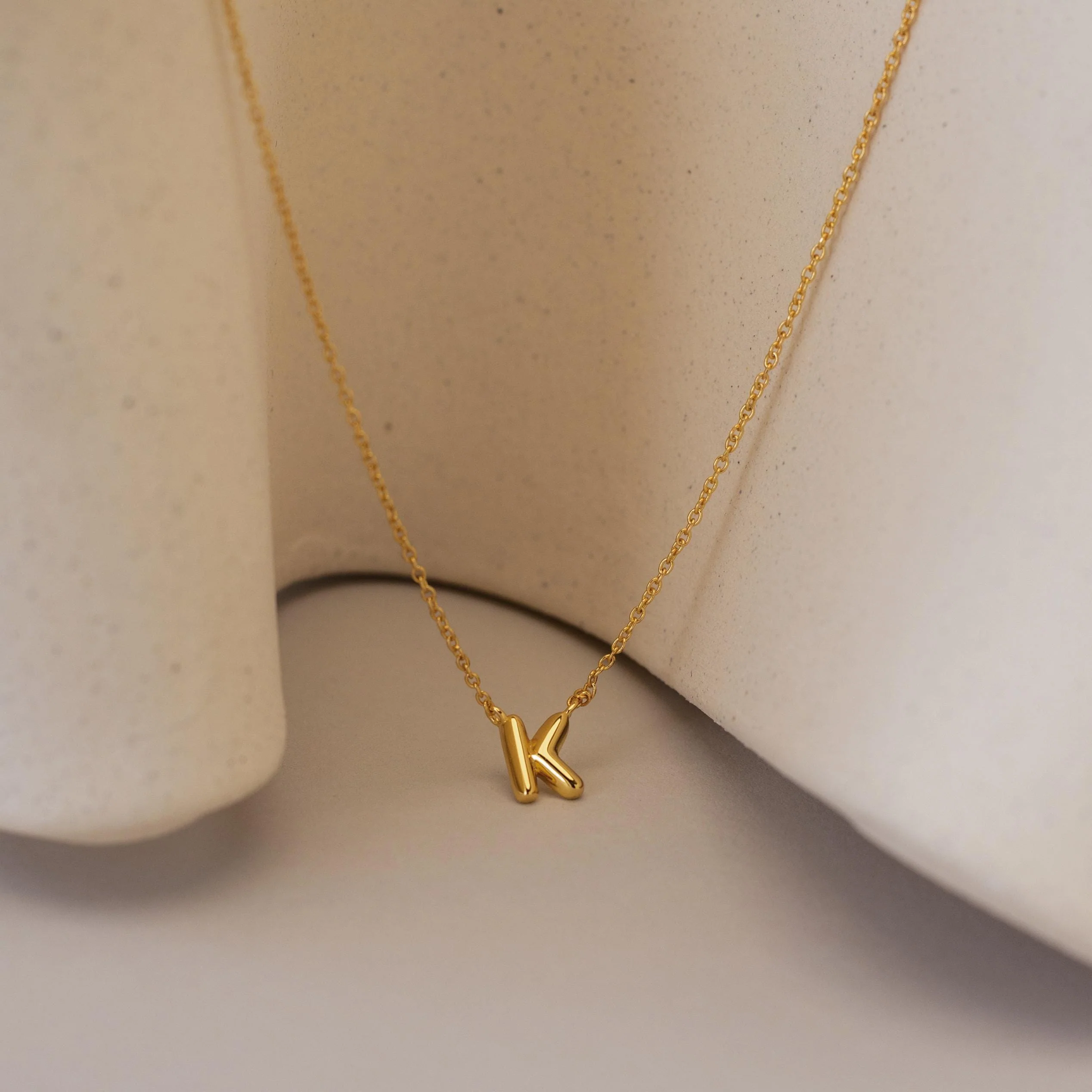 Dainty Bubble Letter Necklace in 18K Gold - Image 2