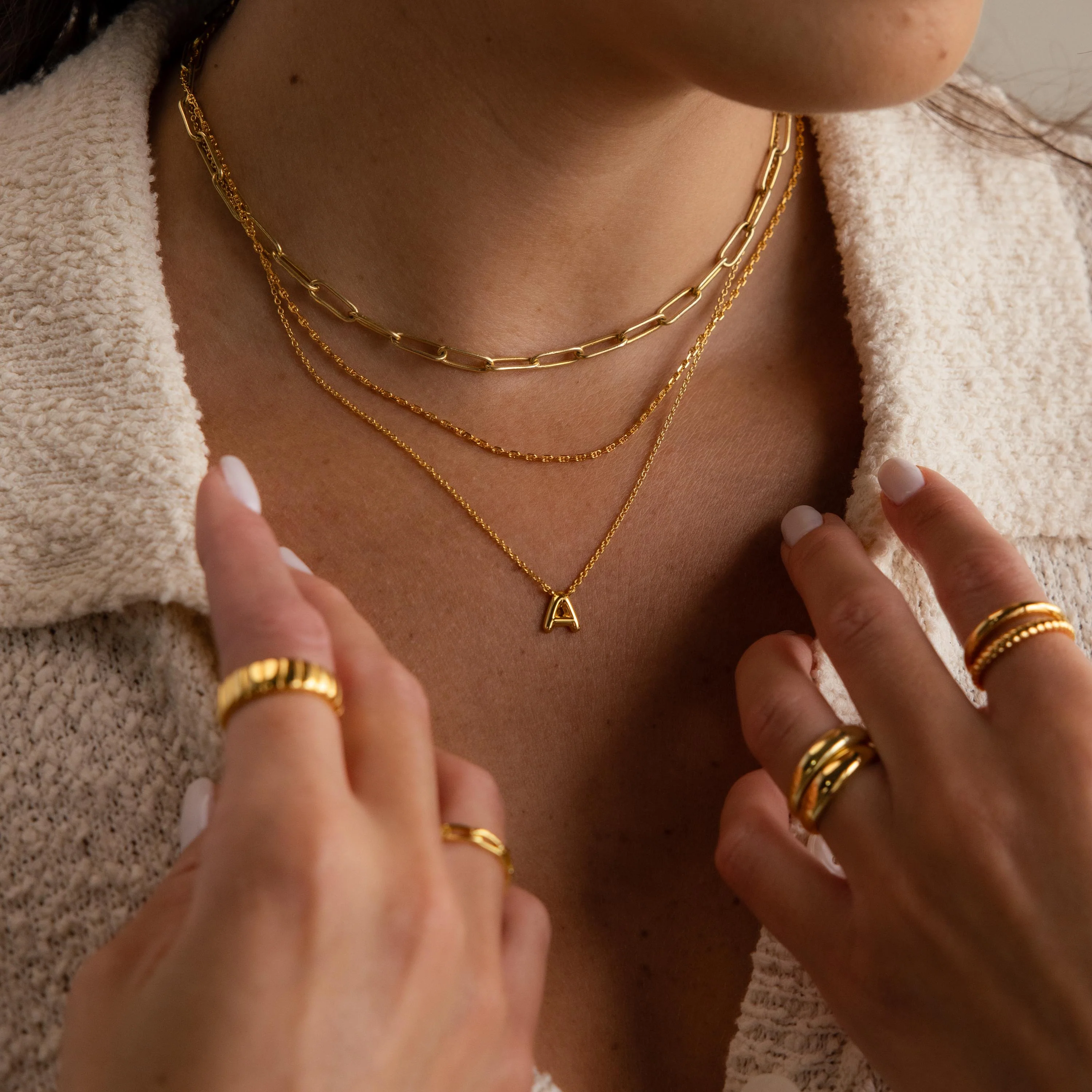 Dainty Bubble Letter Necklace in 18K Gold - Image 6