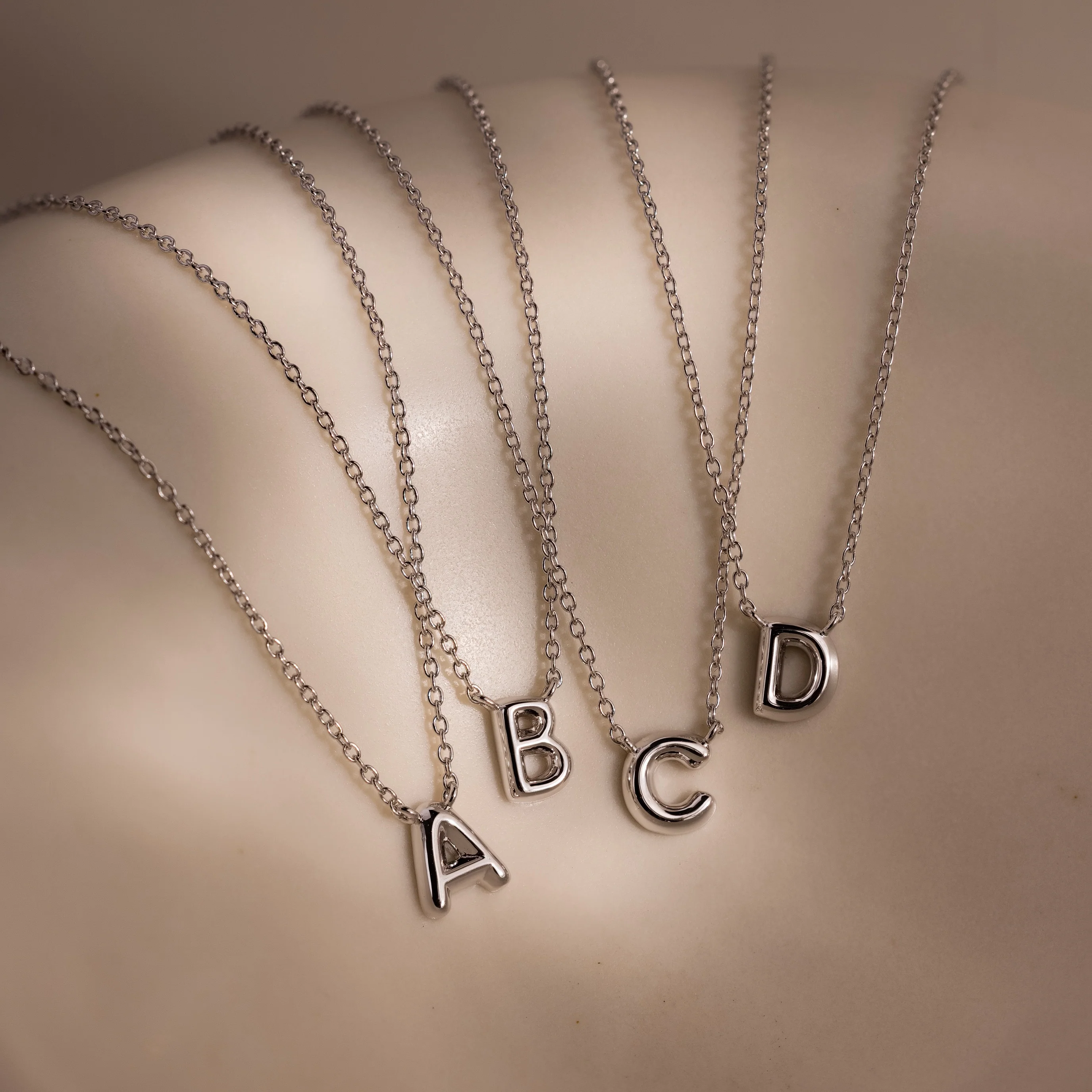 Dainty Bubble Letter Necklace in Silver