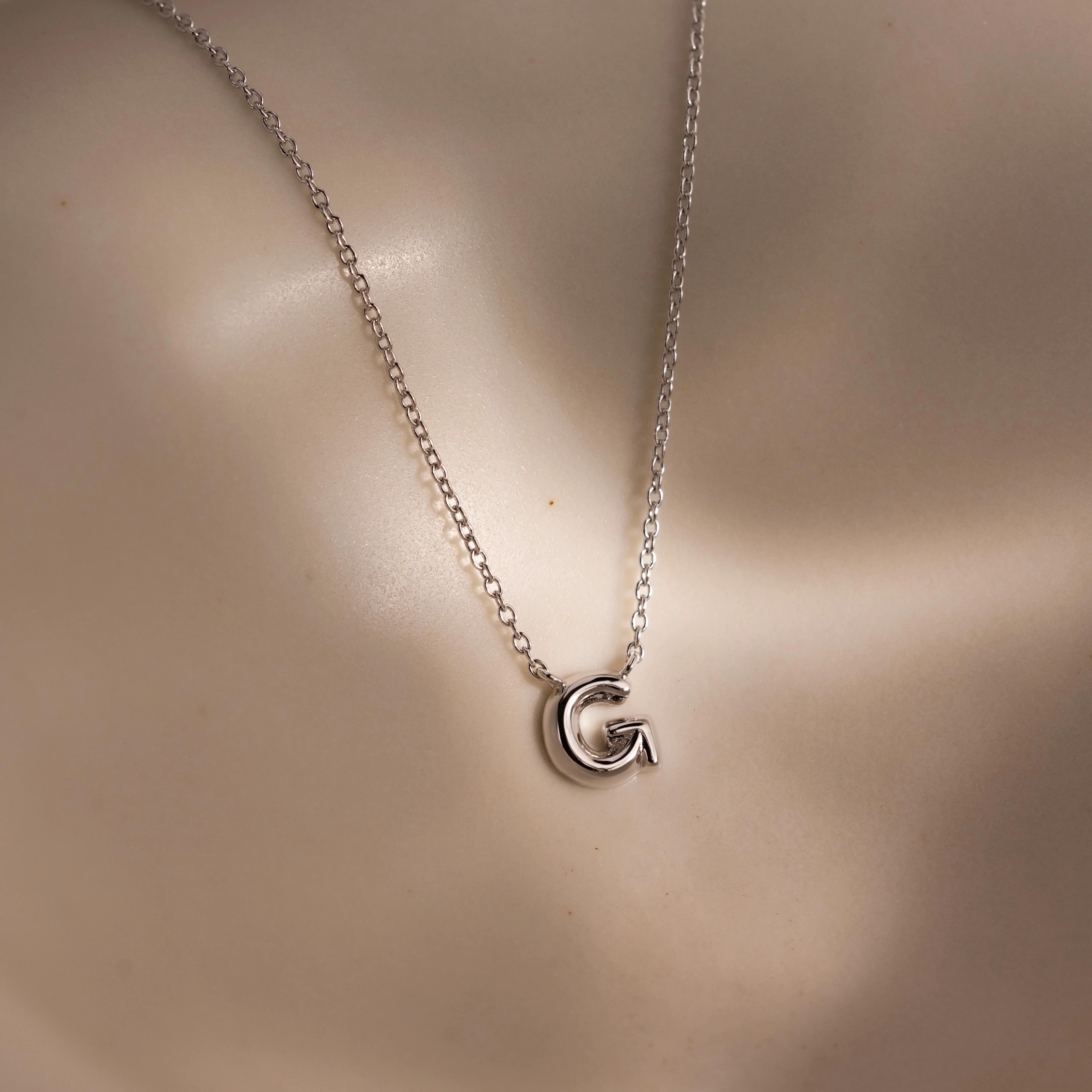 Dainty Bubble Letter Necklace in Silver - Image 13