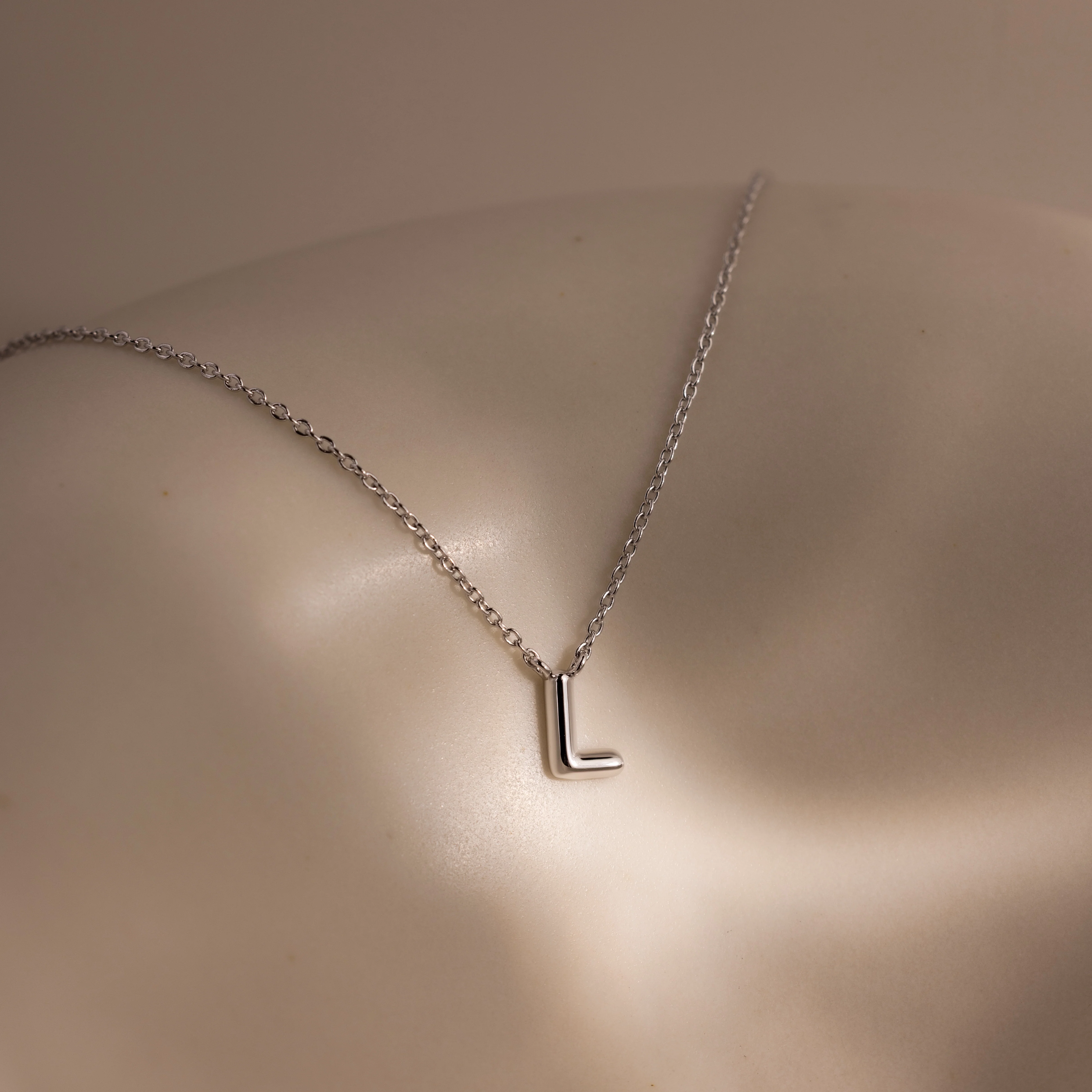 Dainty Bubble Letter Necklace in Silver - Image 15