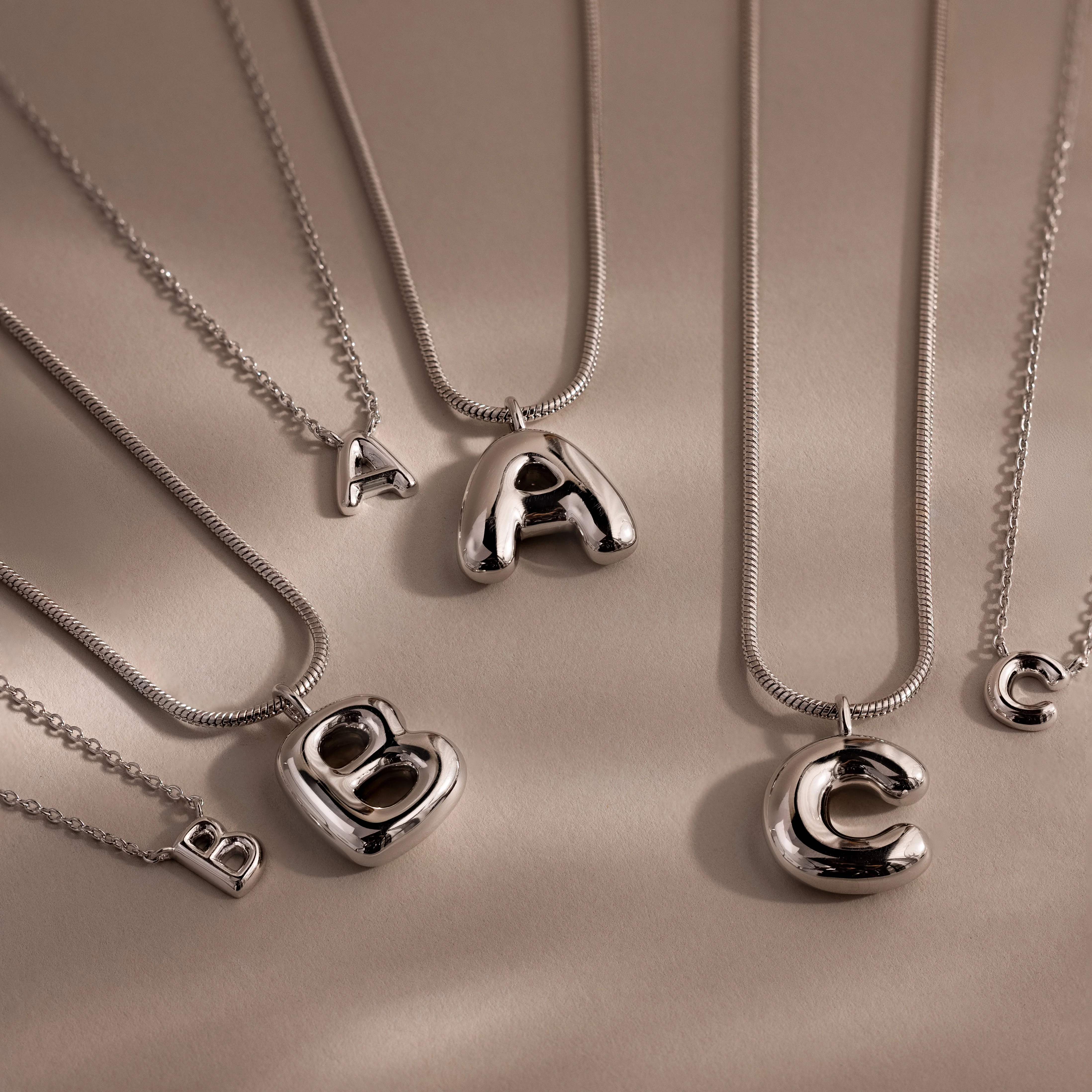 Dainty Bubble Letter Necklace in Silver - Image 6