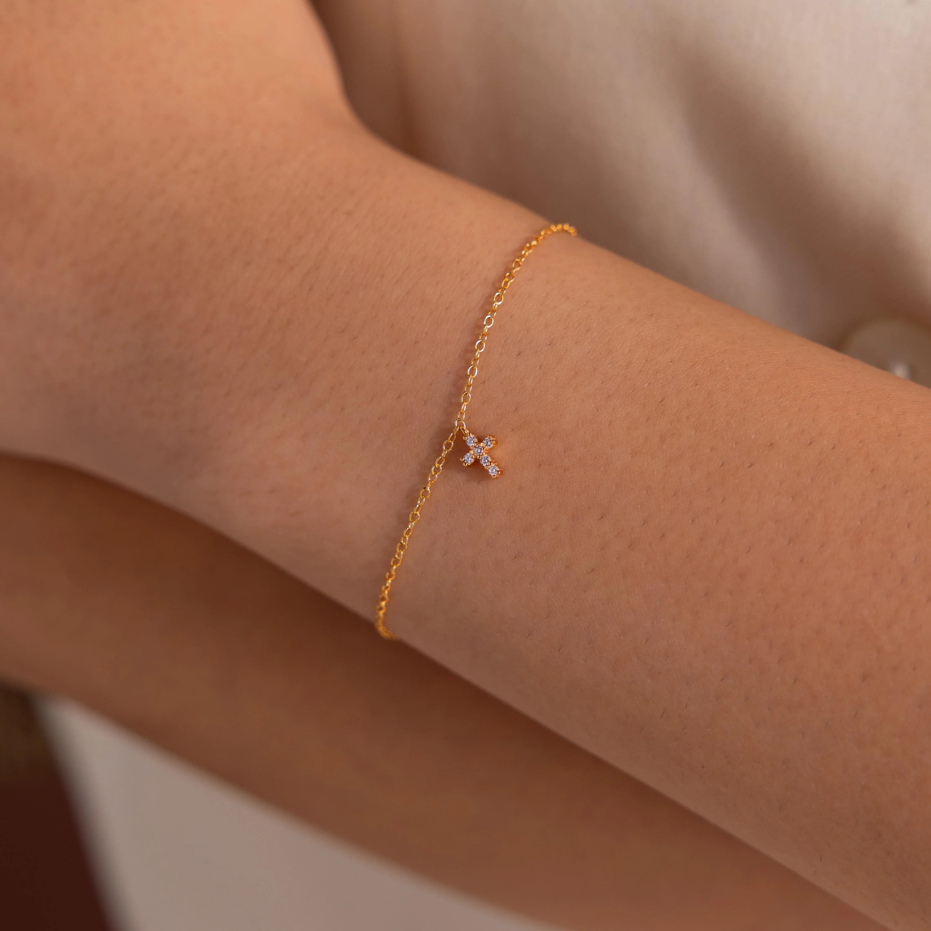 Dainty Cross Charm Bracelet - Image 2