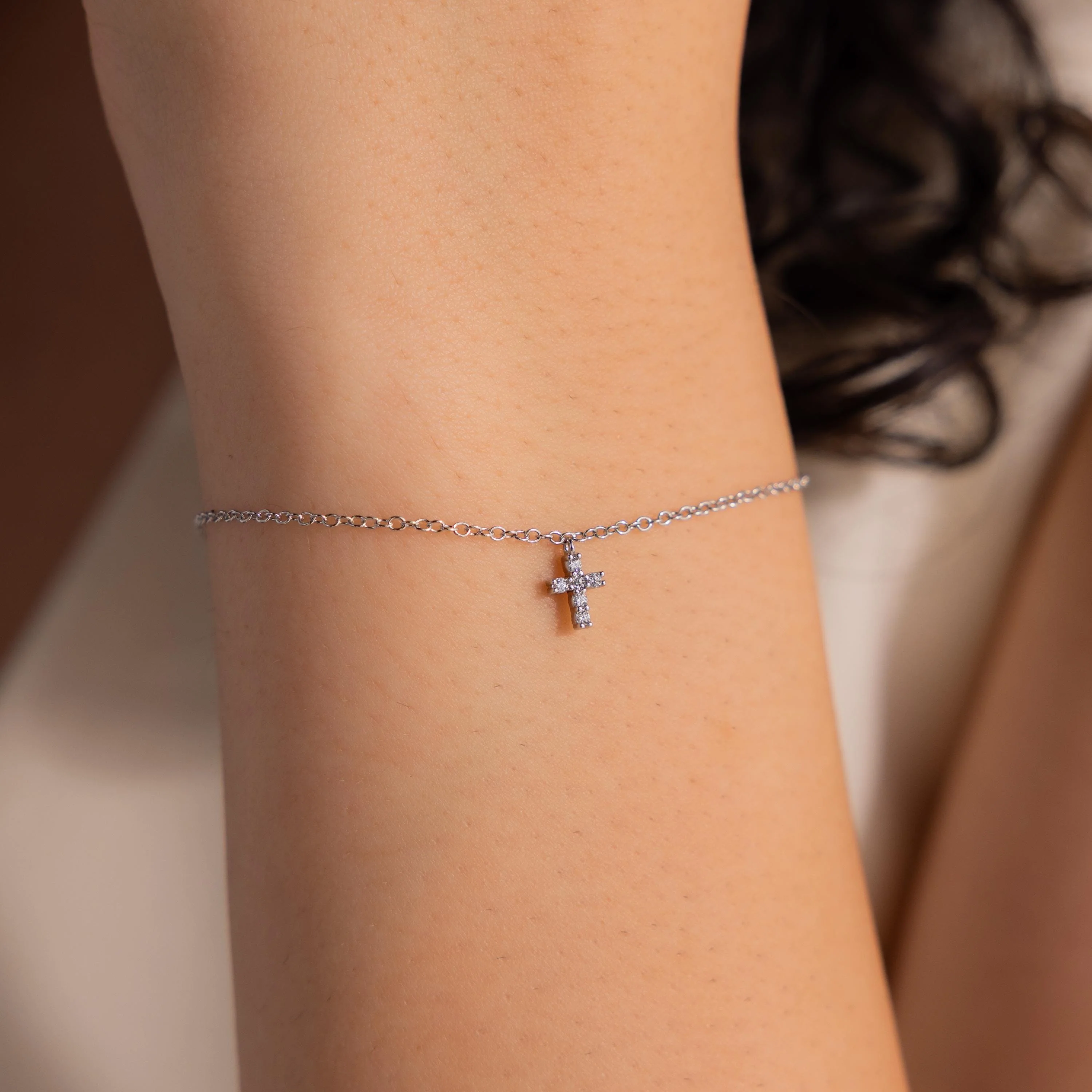 Dainty Cross Charm Bracelet - Image 4