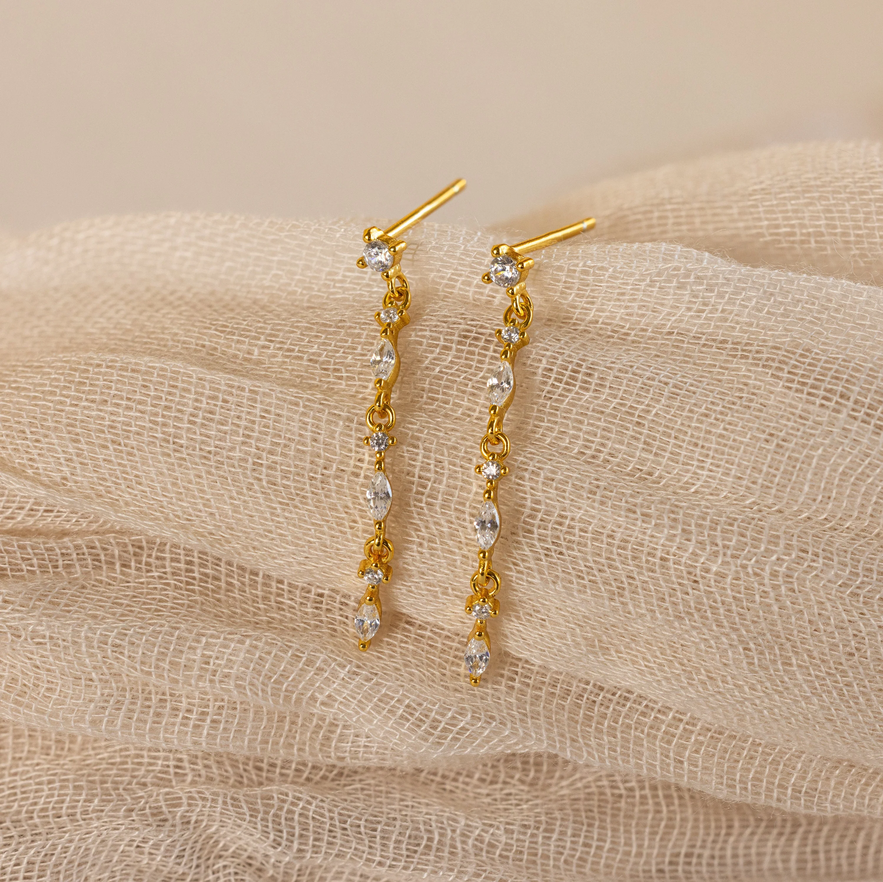 Dainty Diamond Drop Earrings - Image 2