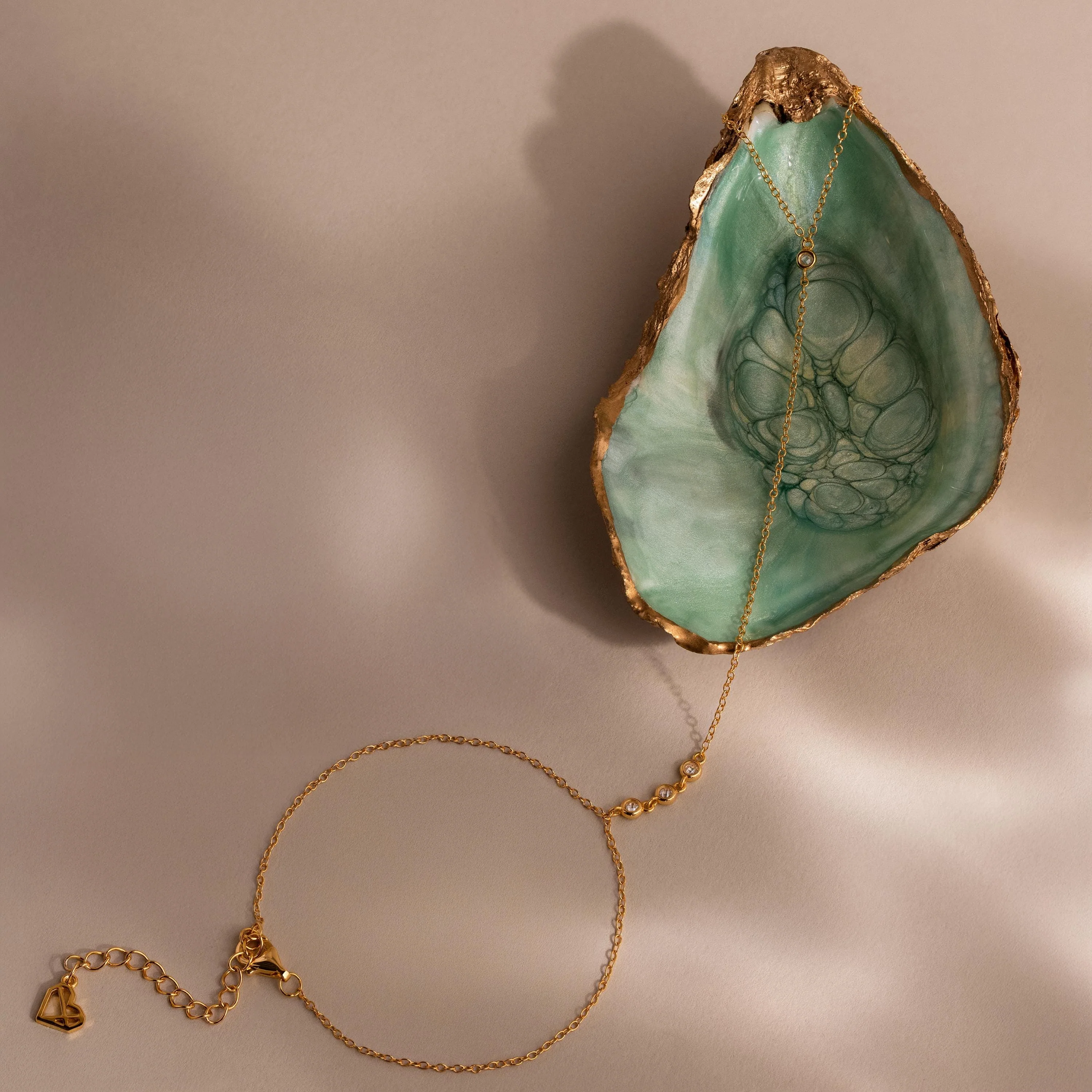 Dainty Diamond Hand Chain Bracelet - Image 2