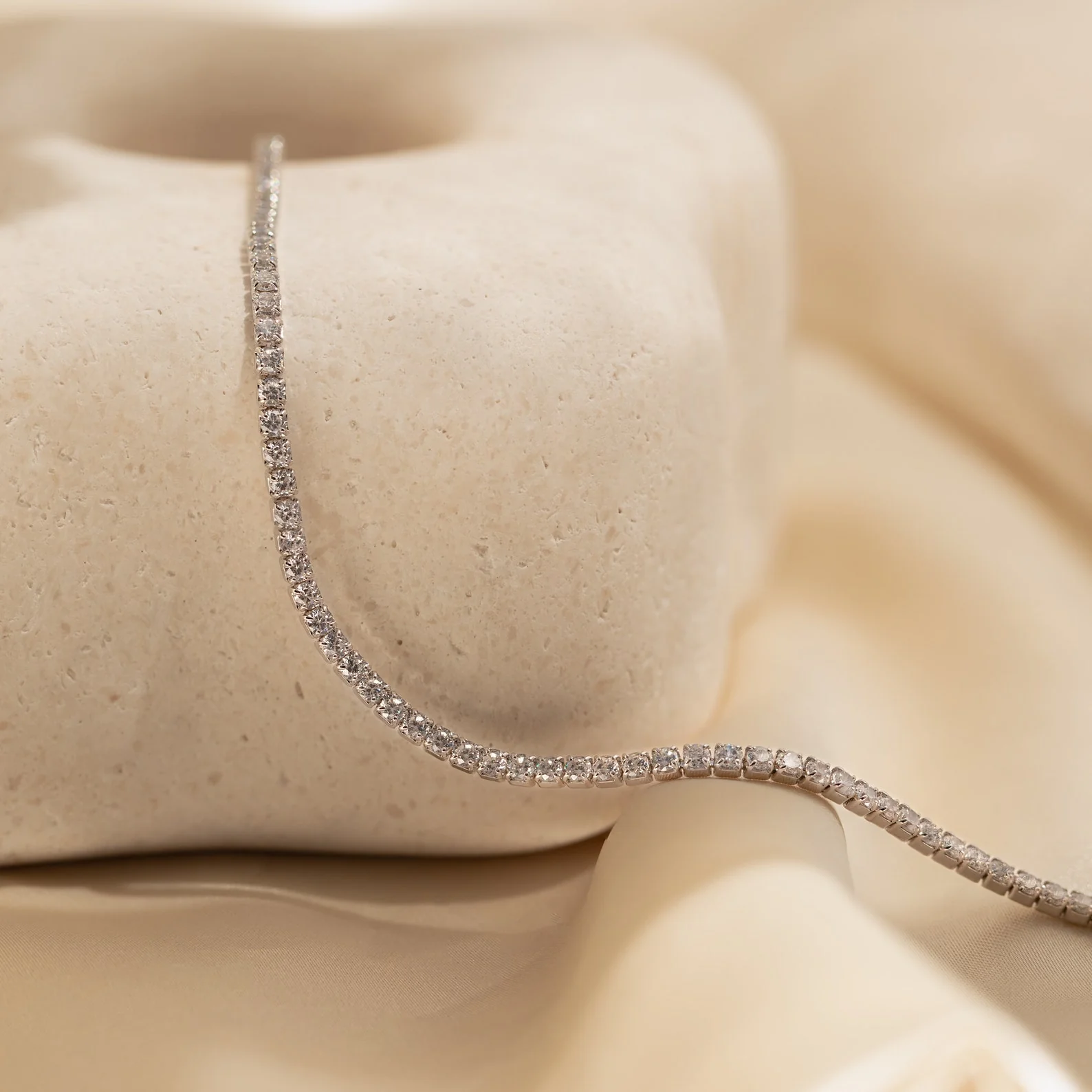 Dainty Diamond Tennis Necklace & Bracelet Set in Silver - Image 8