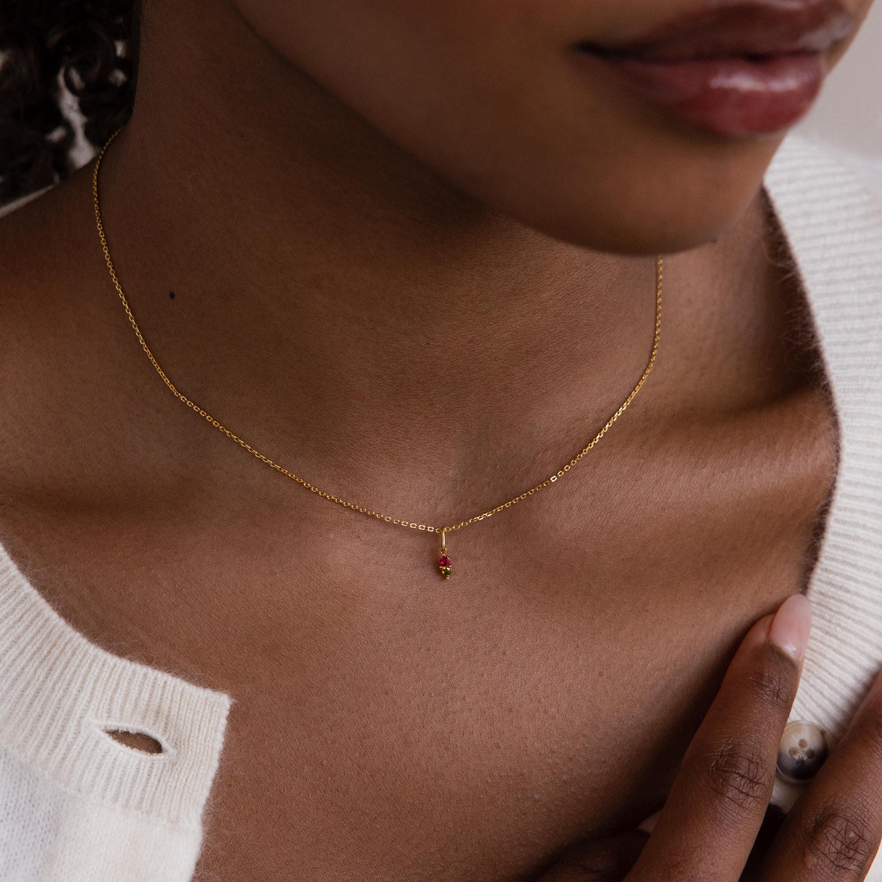 Dainty Duo Birthstone Charm in 18K Gold - Image 2
