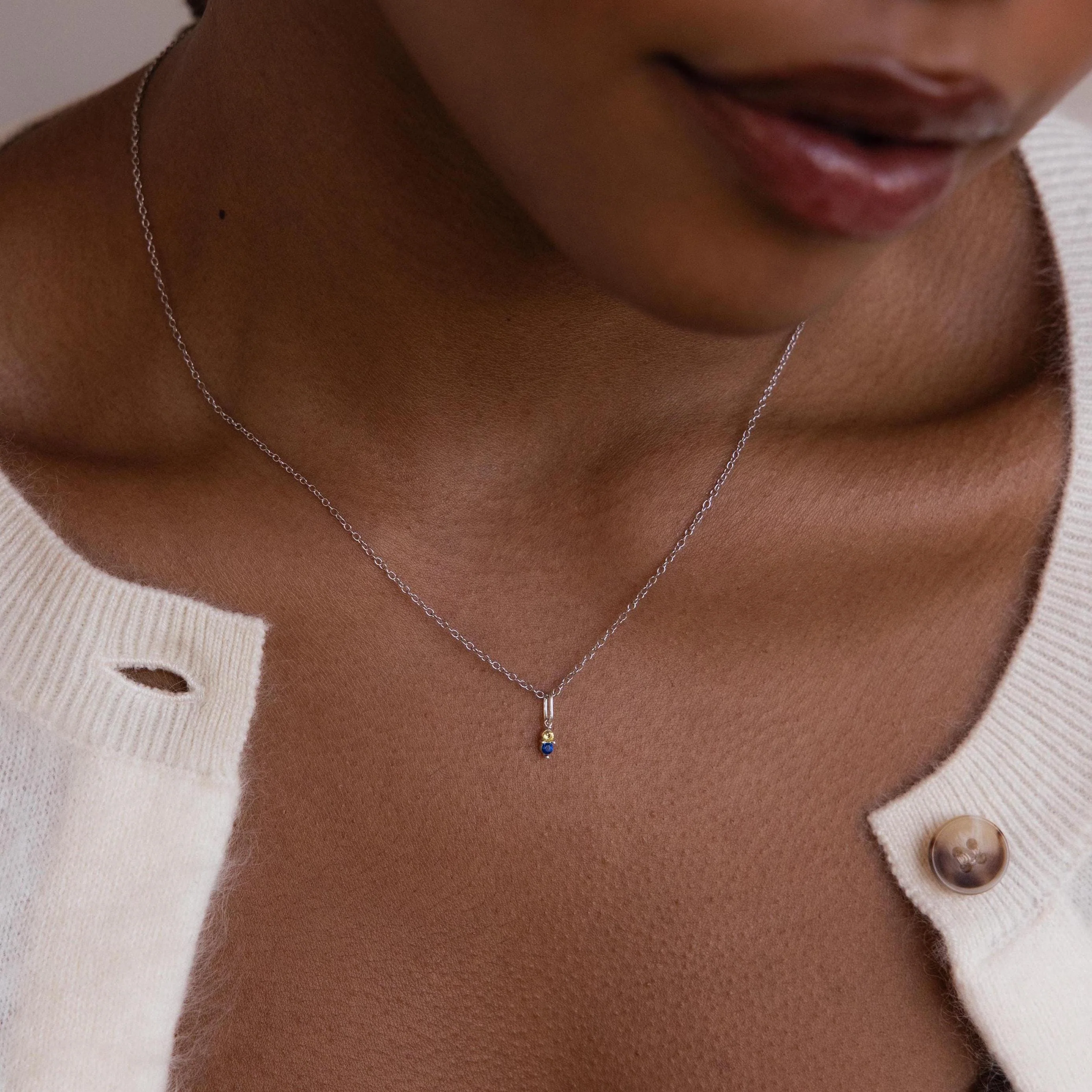 Dainty Duo Birthstone Charm in 18K Gold - Image 4