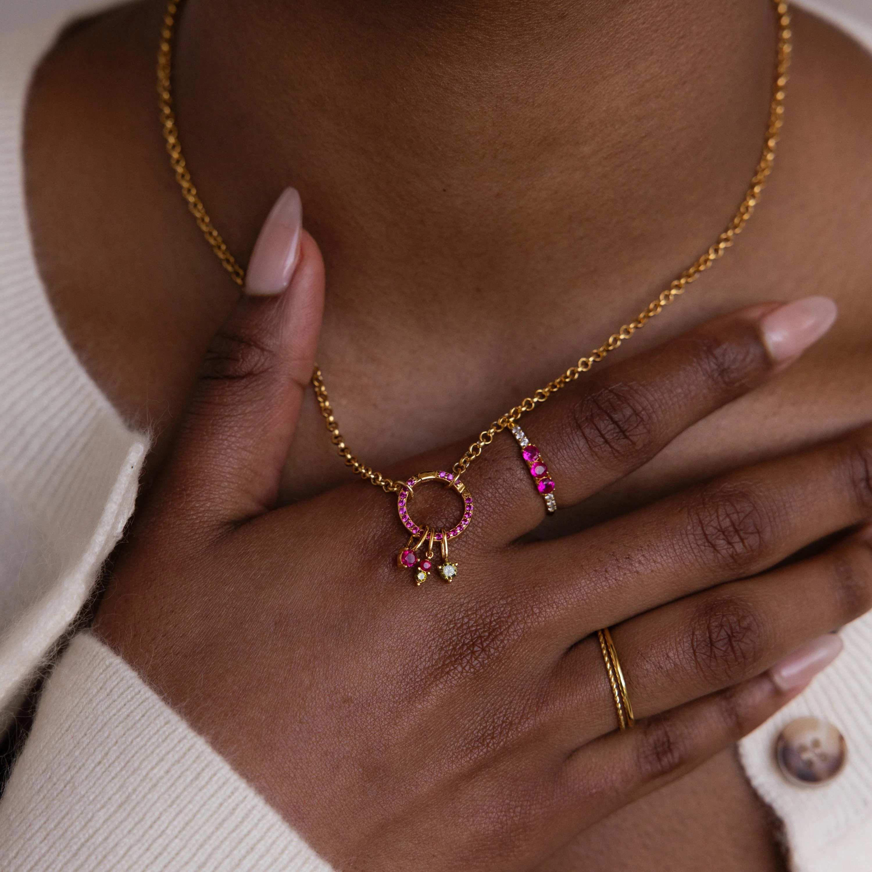 Dainty Duo Birthstone Charm in 18K Gold - Image 6