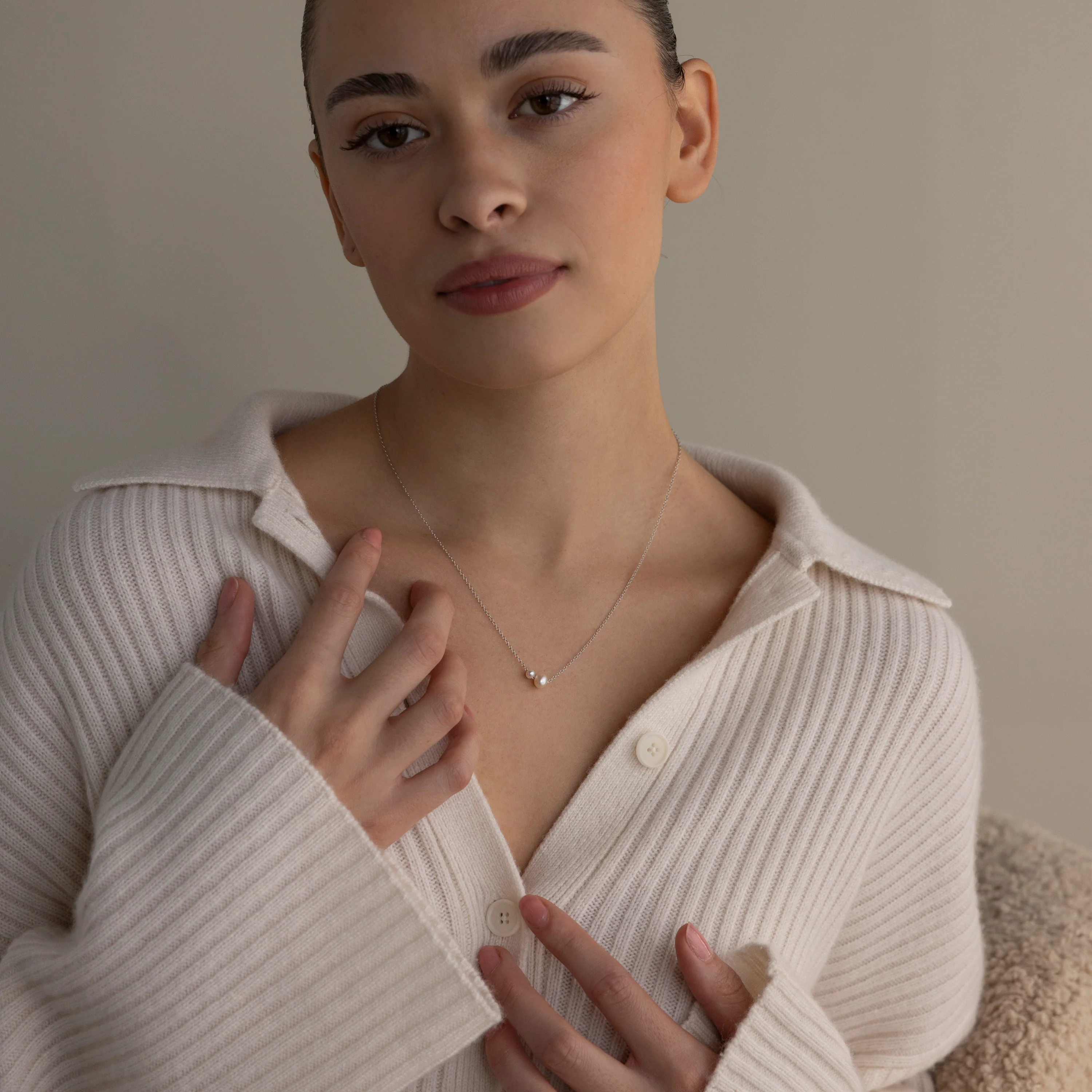 Dainty Duo Pearl Necklace - Image 6