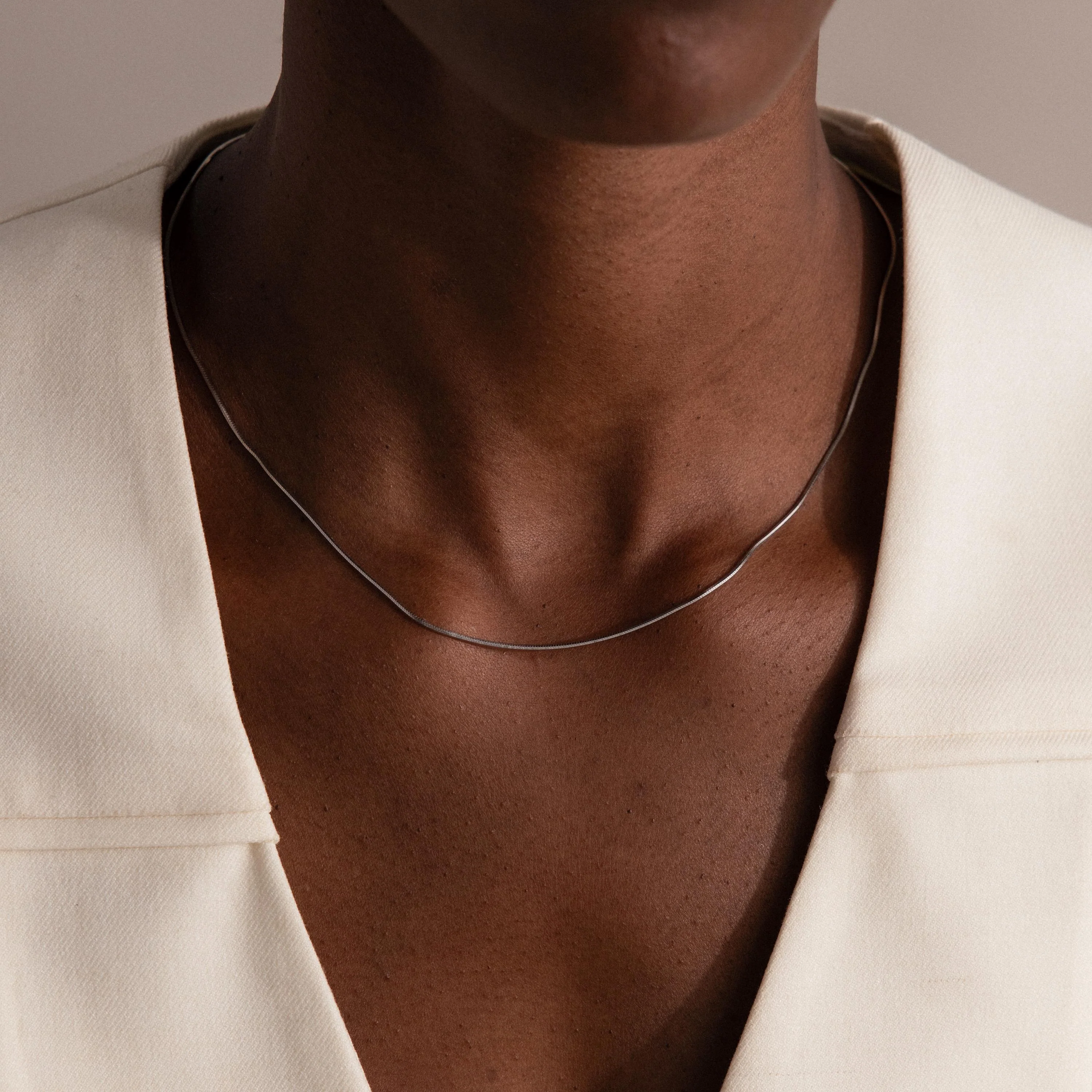 Dainty Herringbone Necklace in Silver - Image 2
