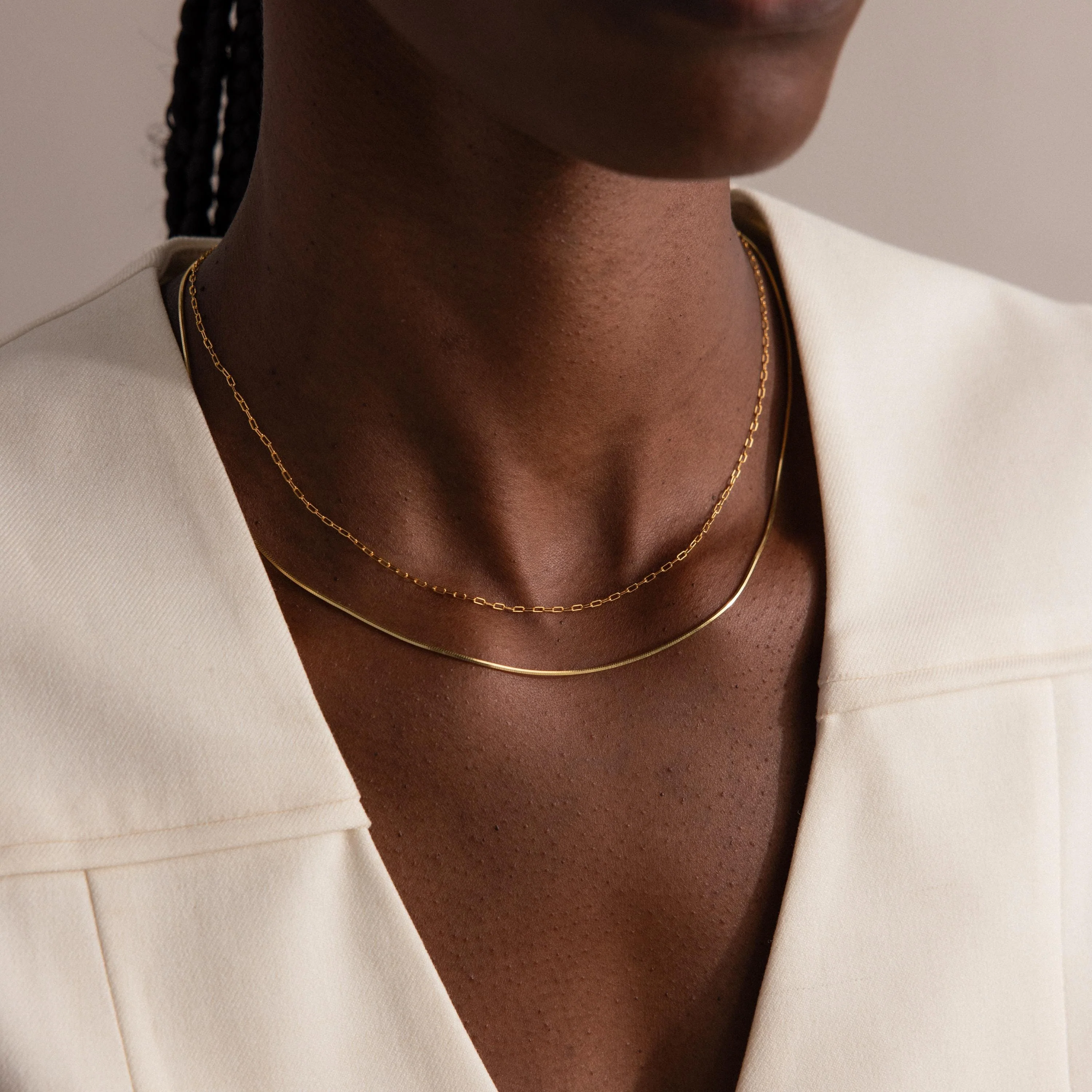 Dainty Herringbone Necklace in 18K Gold - Image 6