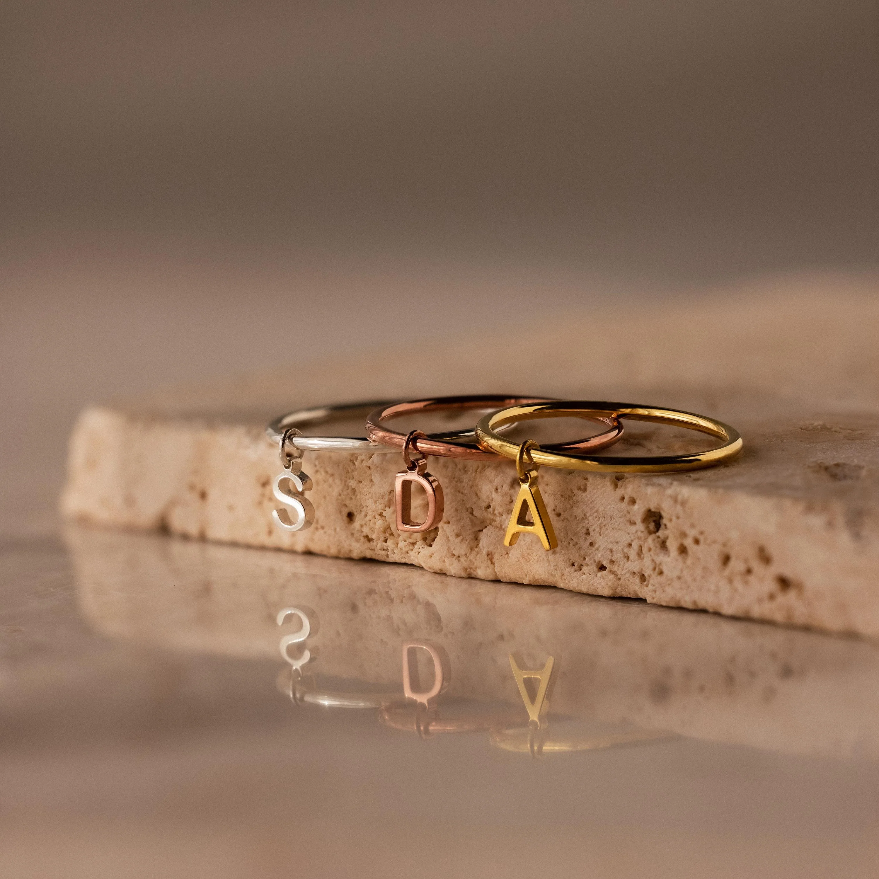 Dainty Initial Drop Ring - Image 3