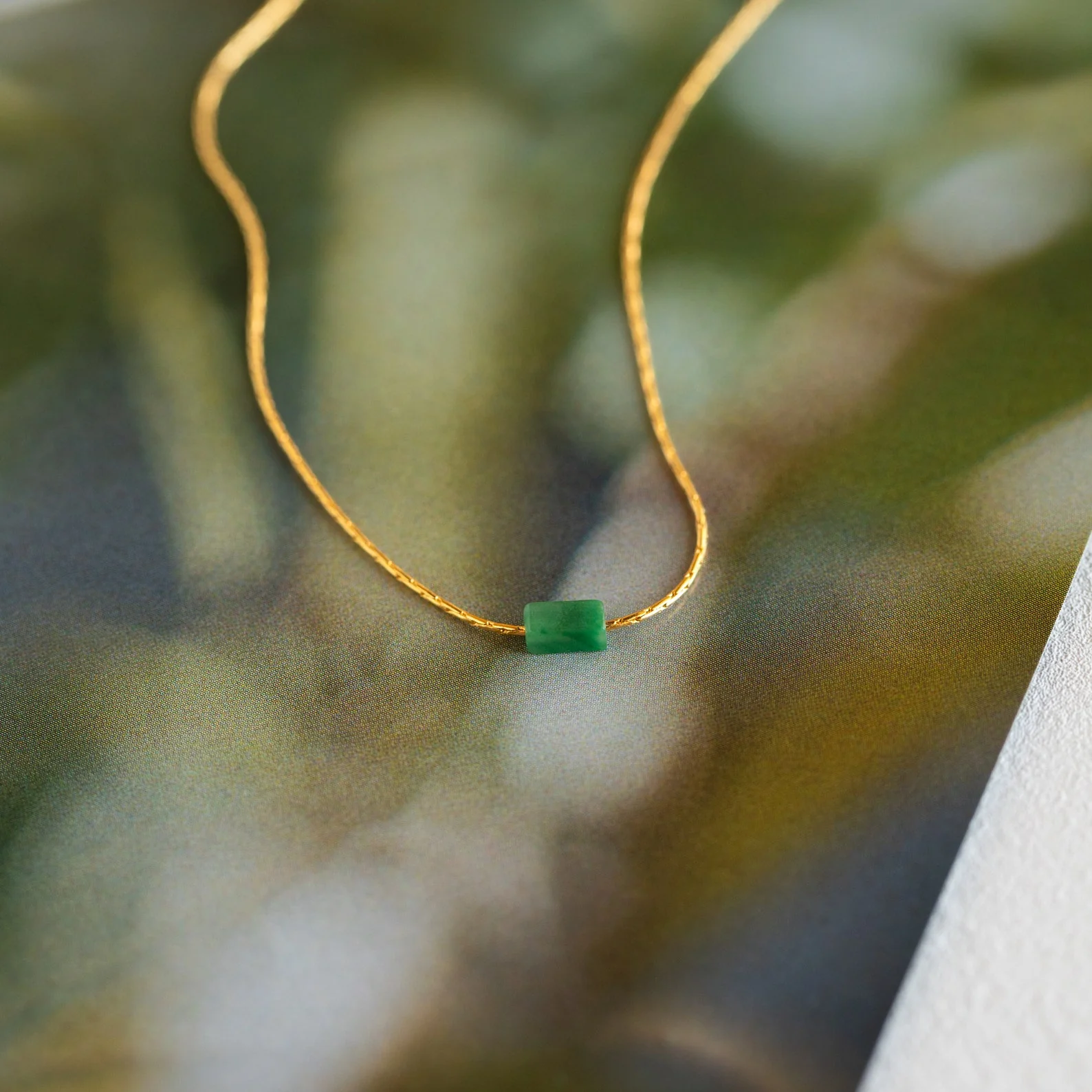 Dainty Jade Bar Necklace - Image 7
