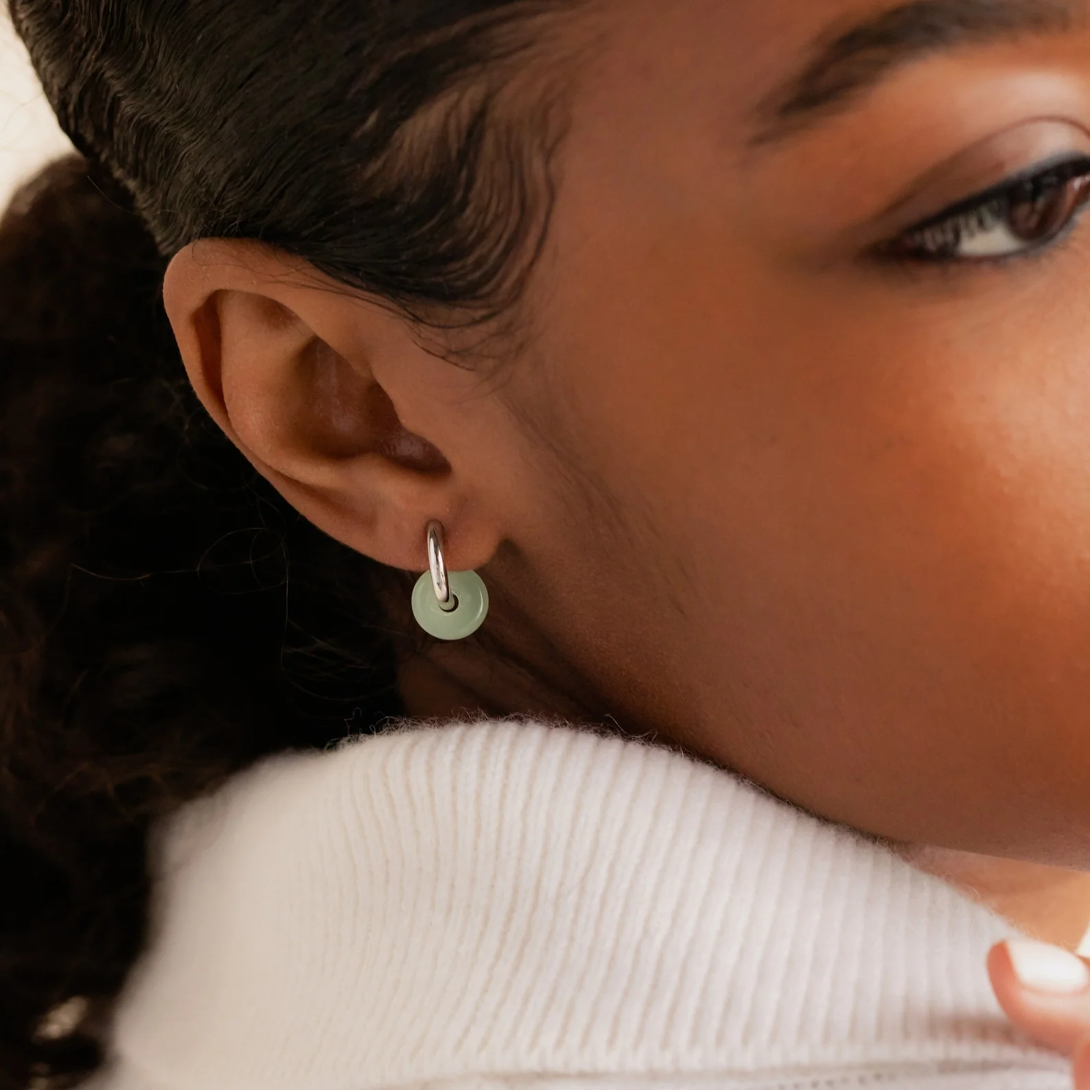Dainty Jade Duo Hoops - Image 4