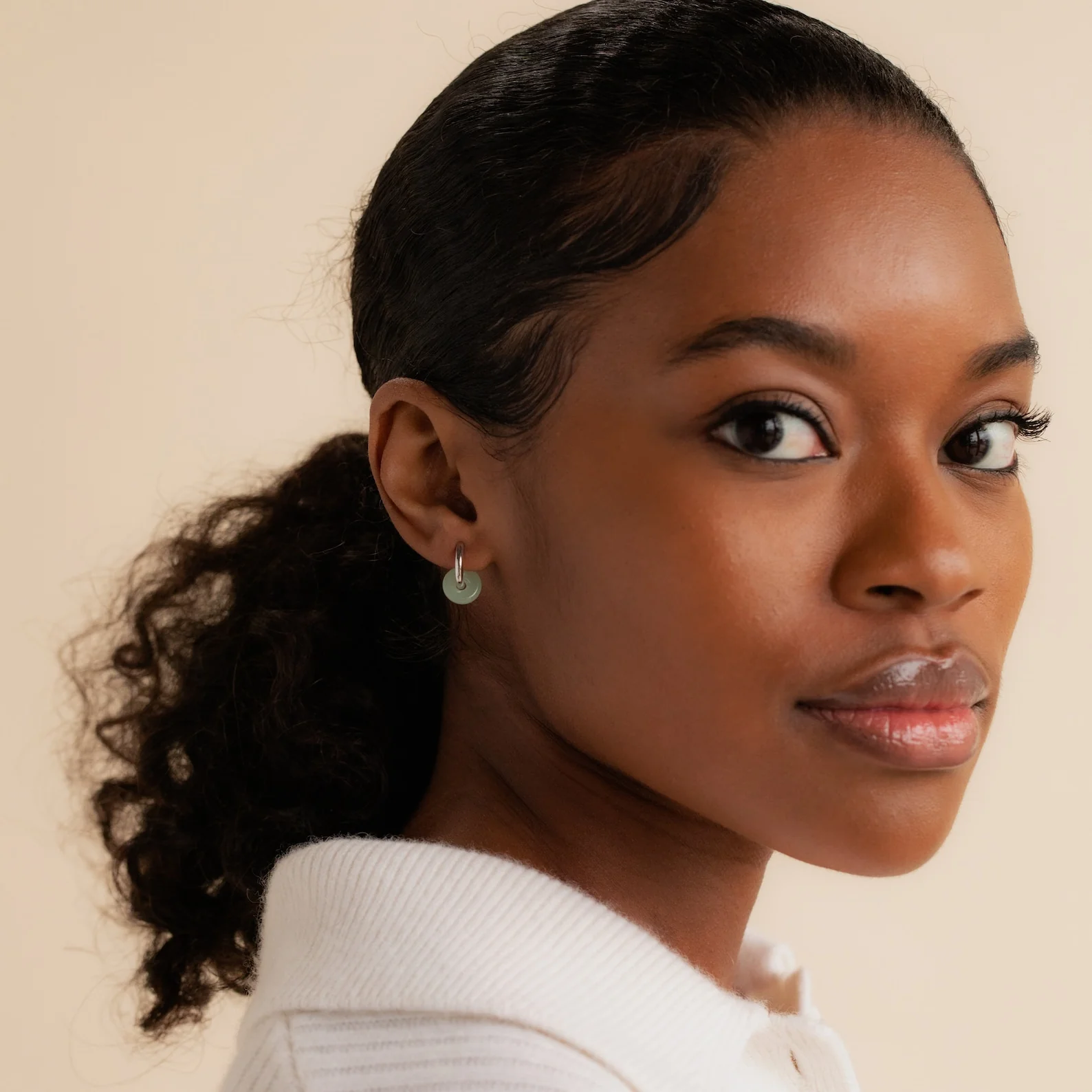 Dainty Jade Duo Hoops - Image 6
