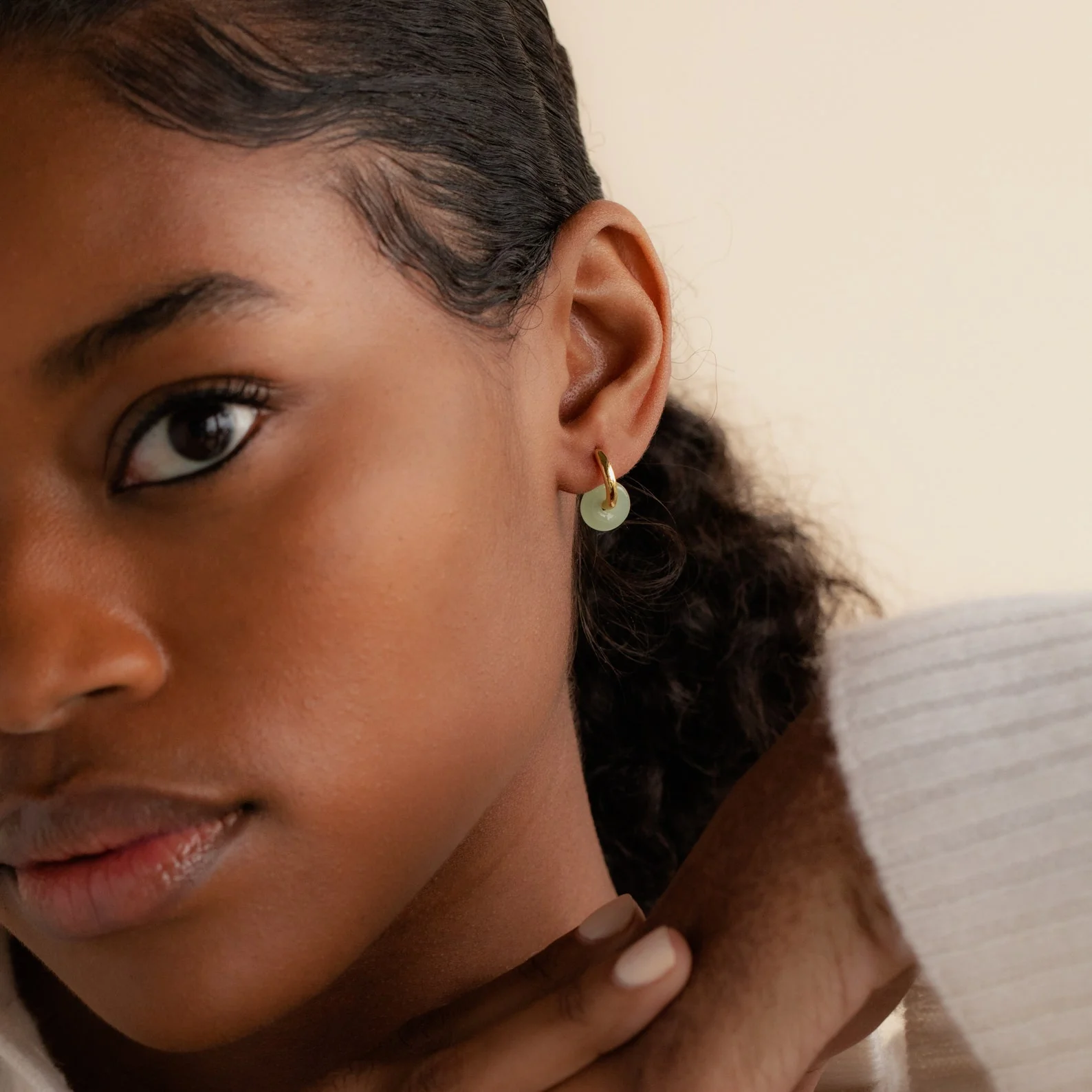 Dainty Jade Duo Hoops - Image 8