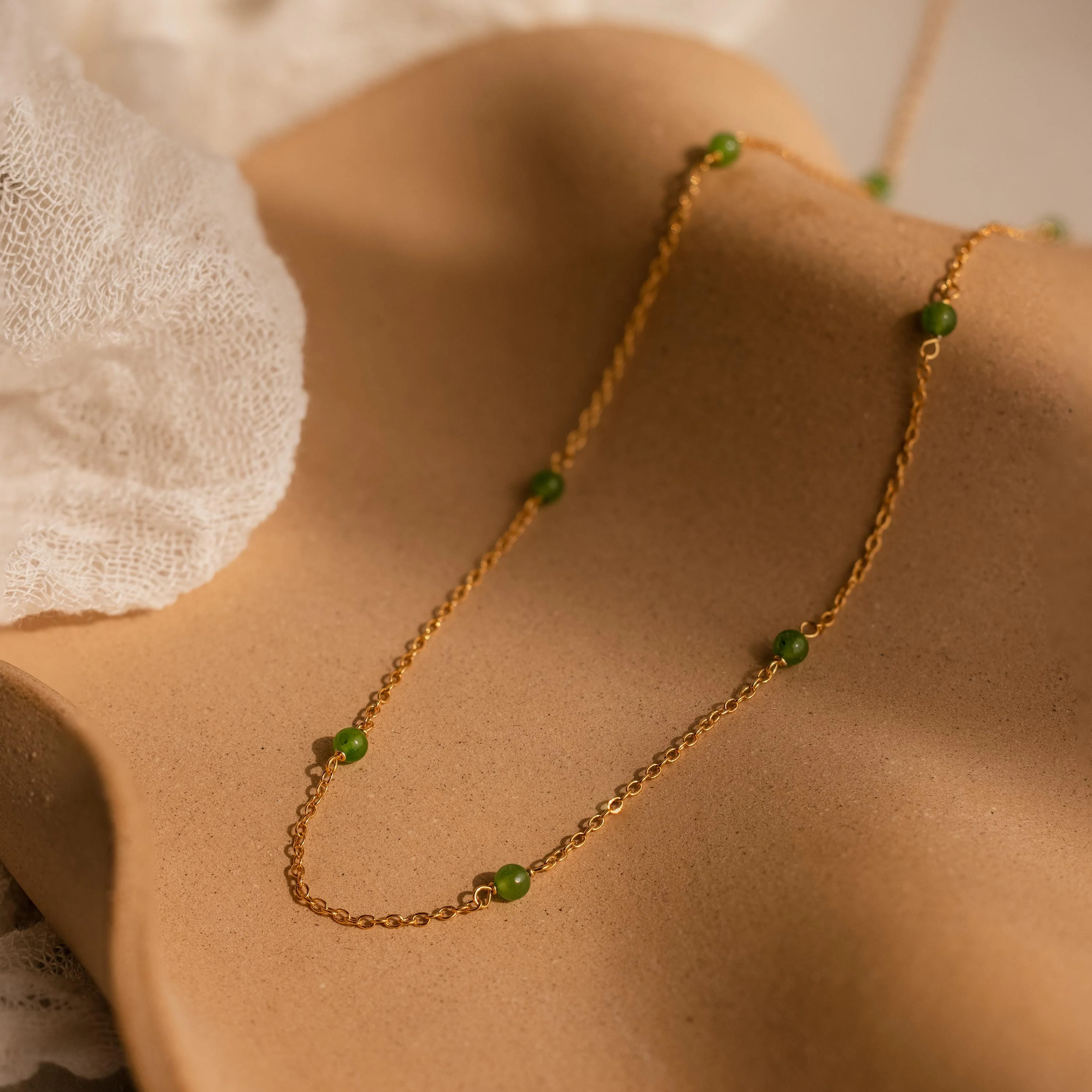 Dainty Jade Station Necklace - Image 2