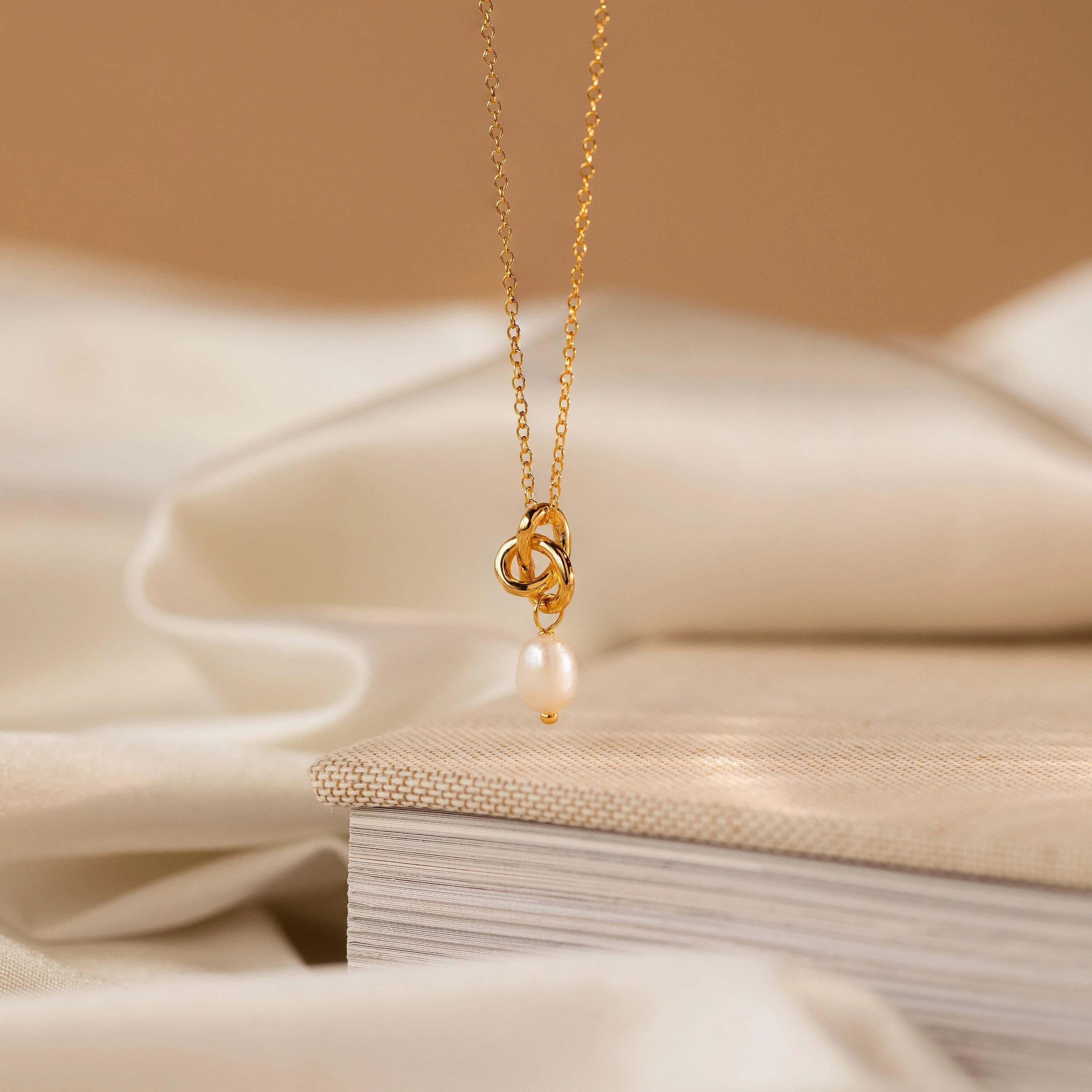 Dainty Knot Pearl Necklace - Image 2