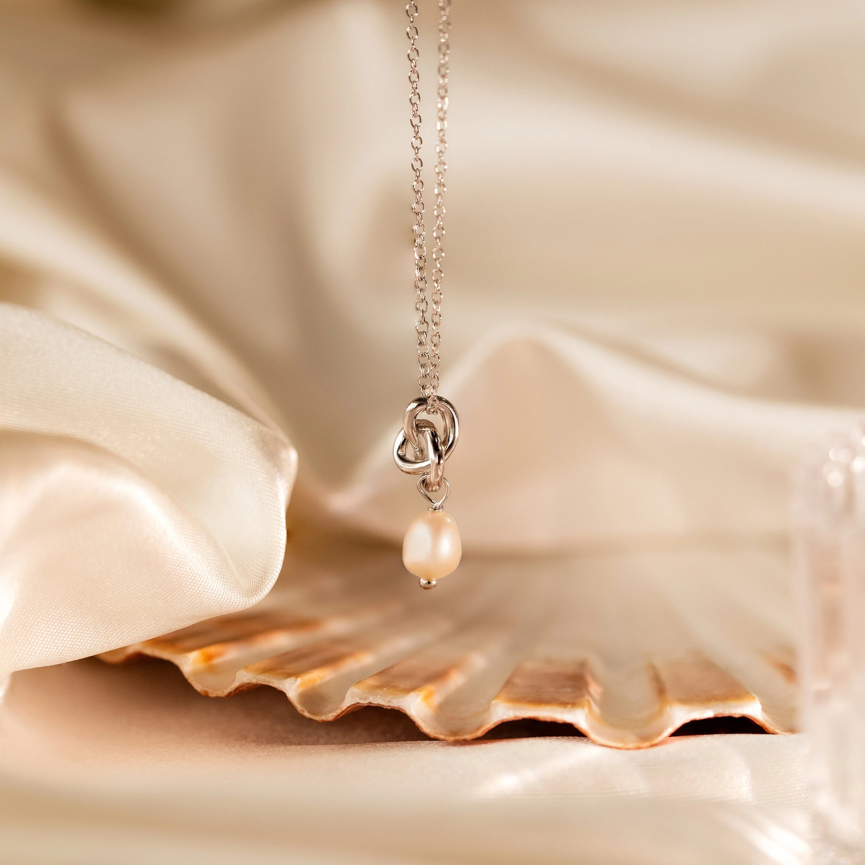 Dainty Knot Pearl Necklace - Image 5
