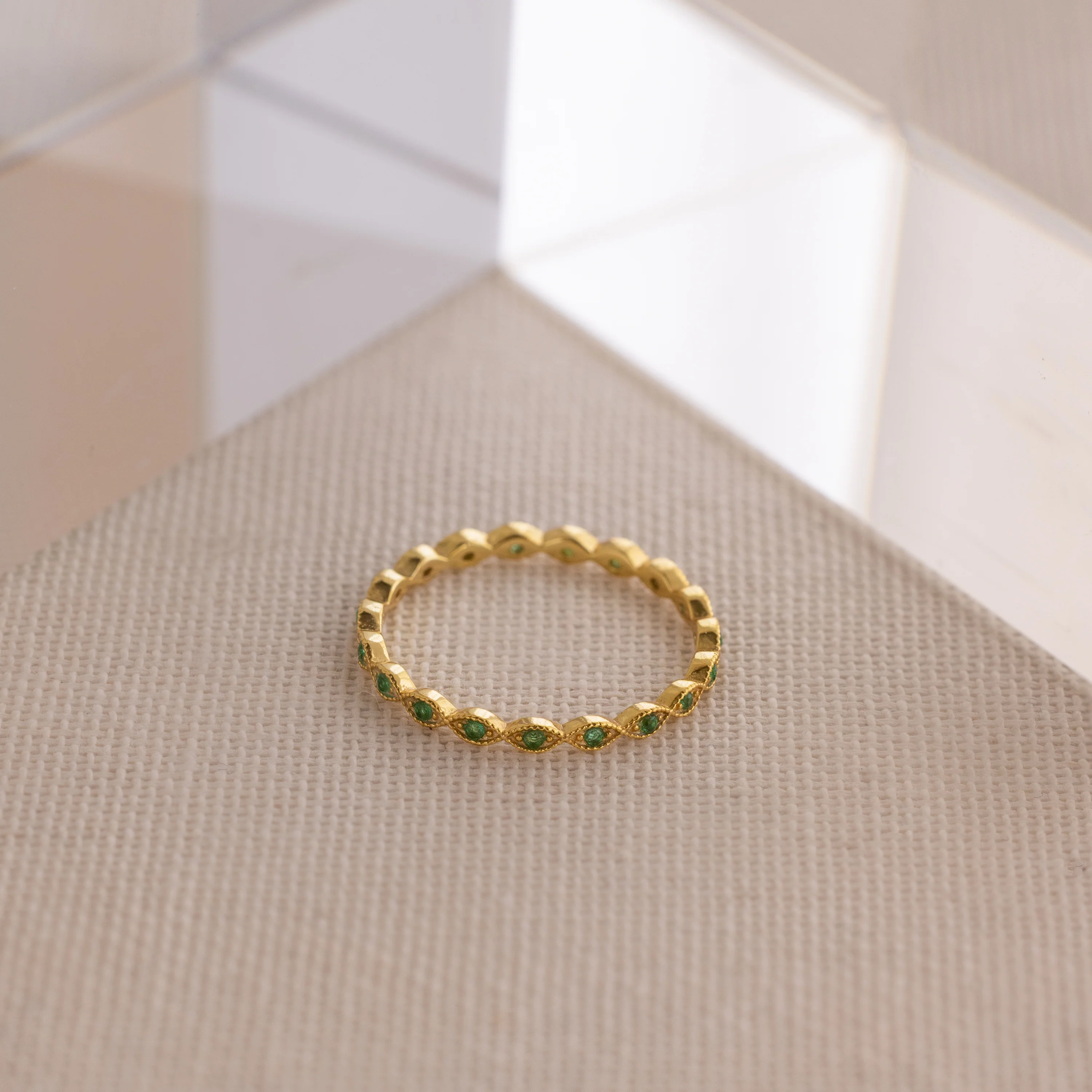 Dainty Marquise Emerald Ring