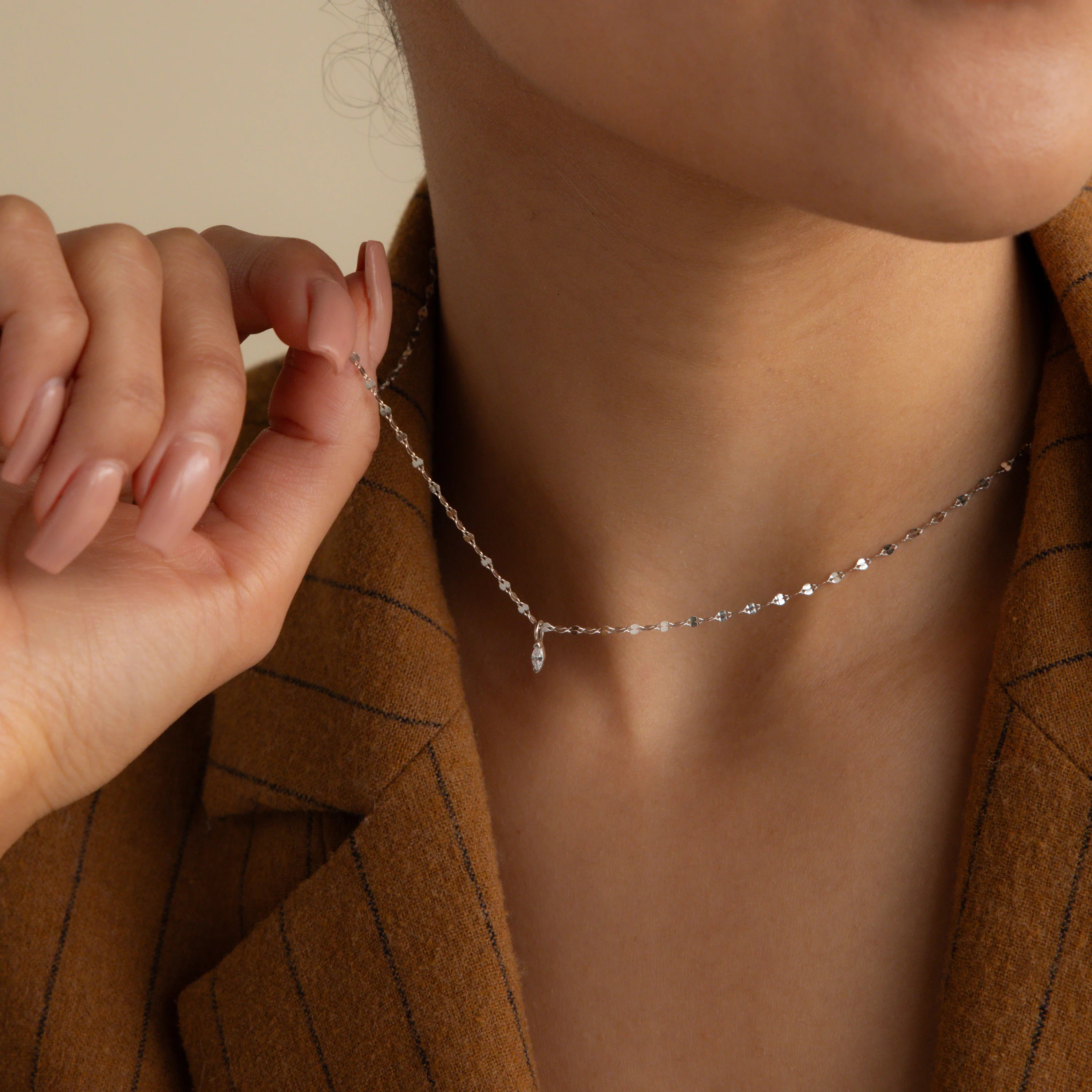Dainty Marquise Pendant Necklace - Image 6
