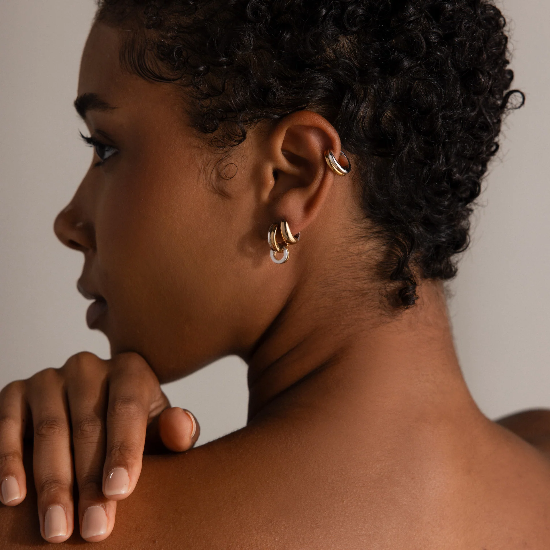 Dainty Mixed Metal Huggies - Image 8