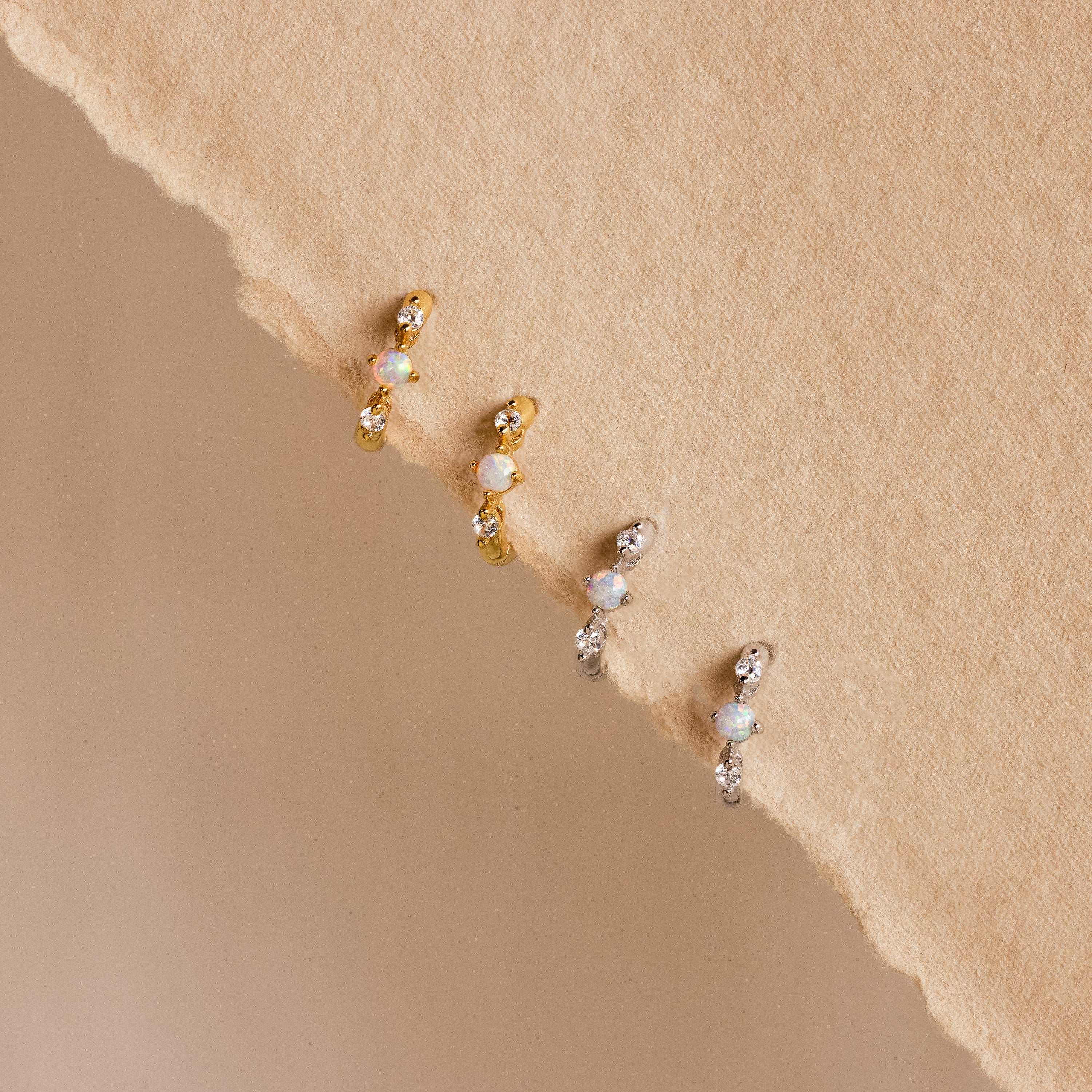 Dainty Opal Diamond Huggies - Image 7