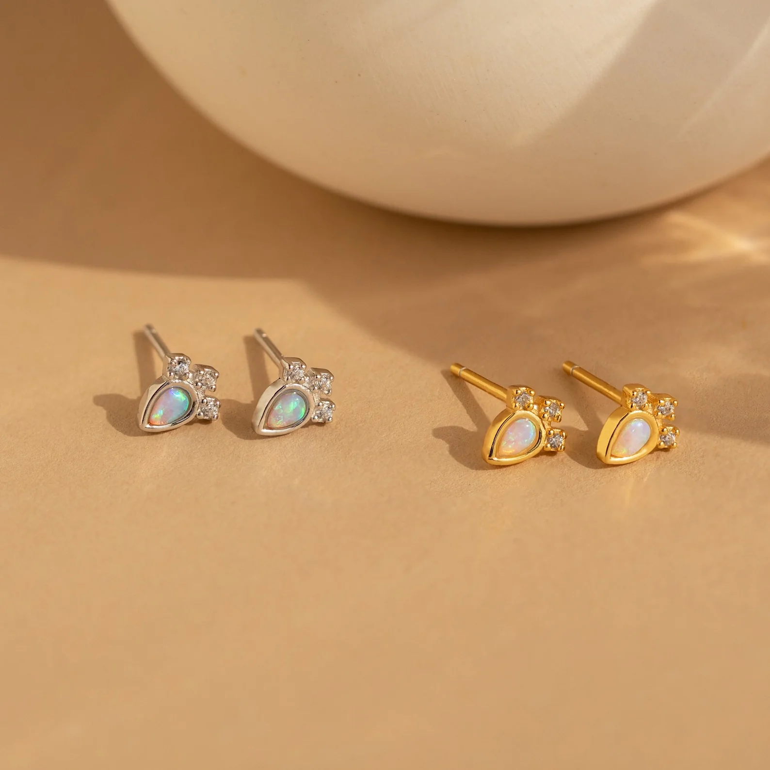 Dainty Opal Teardrop Studs - Image 3