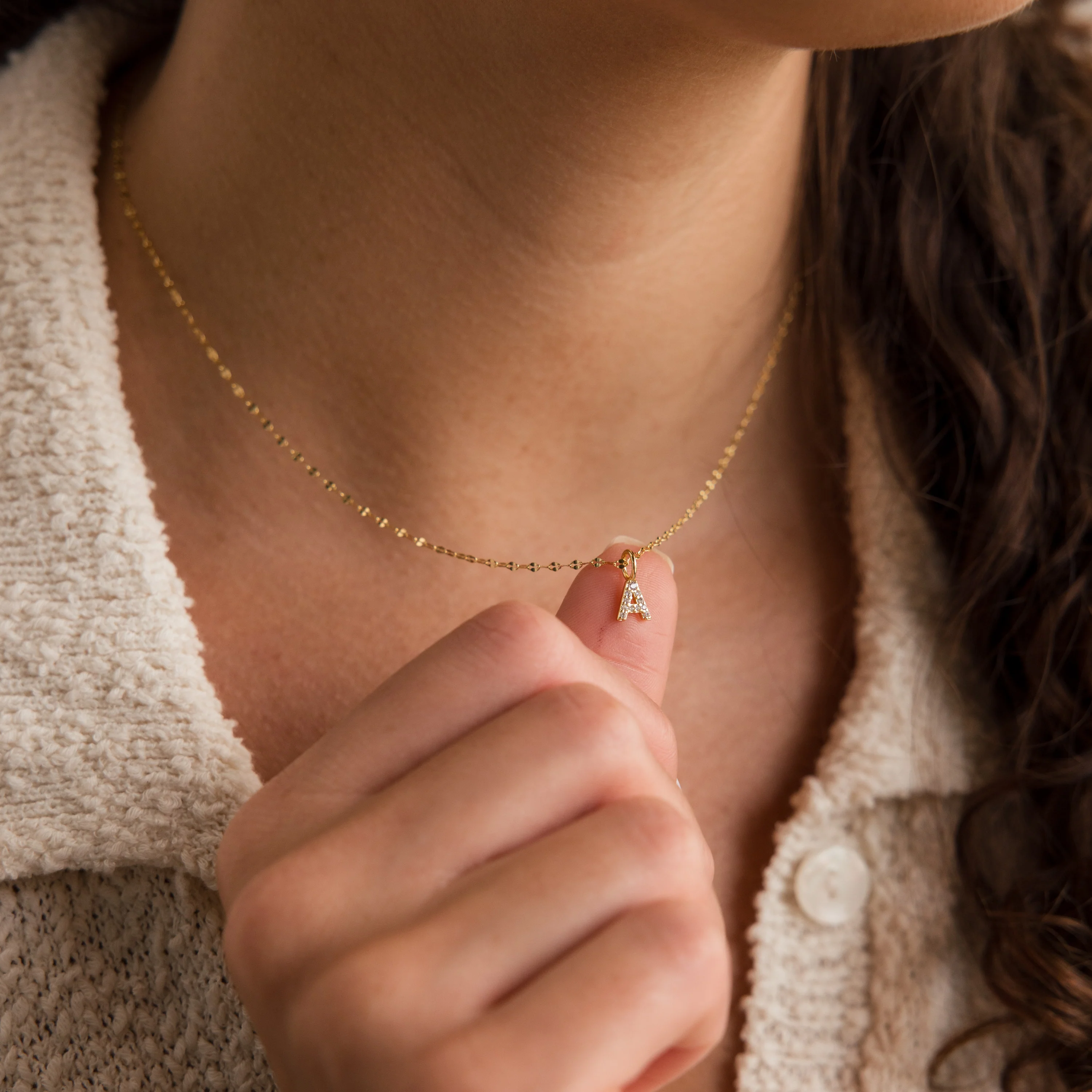 Dainty Pave Letter Necklace - Image 2