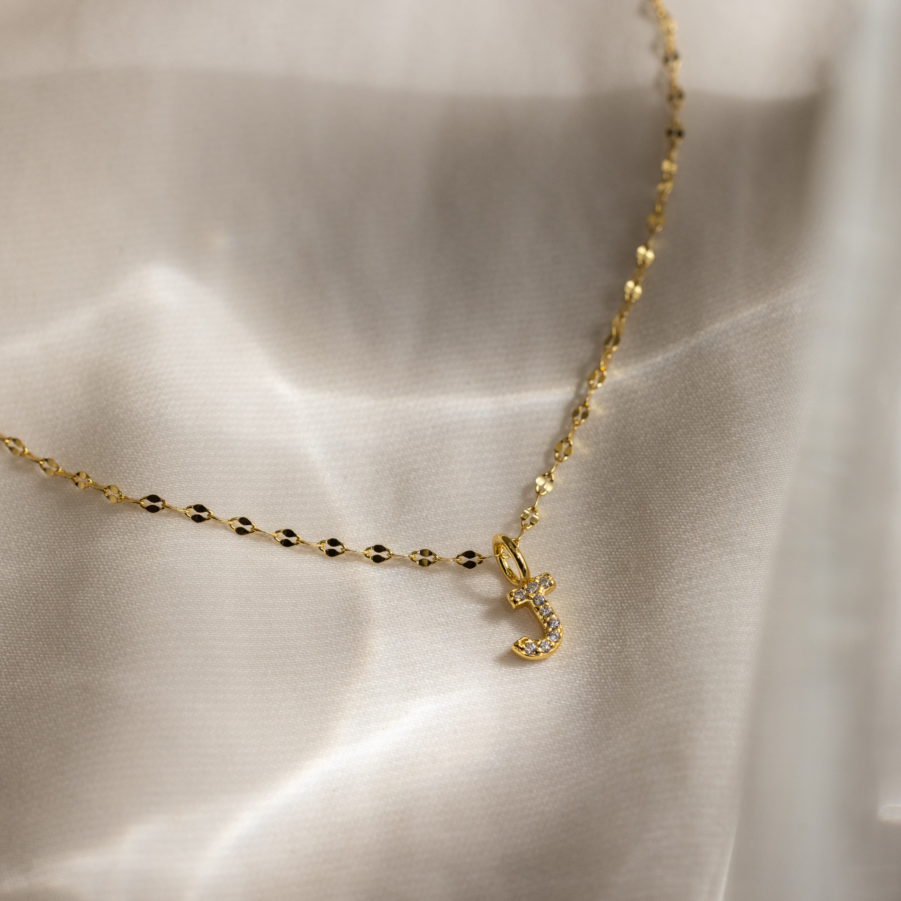 Dainty Pave Letter Necklace in 18K Gold - Image 18