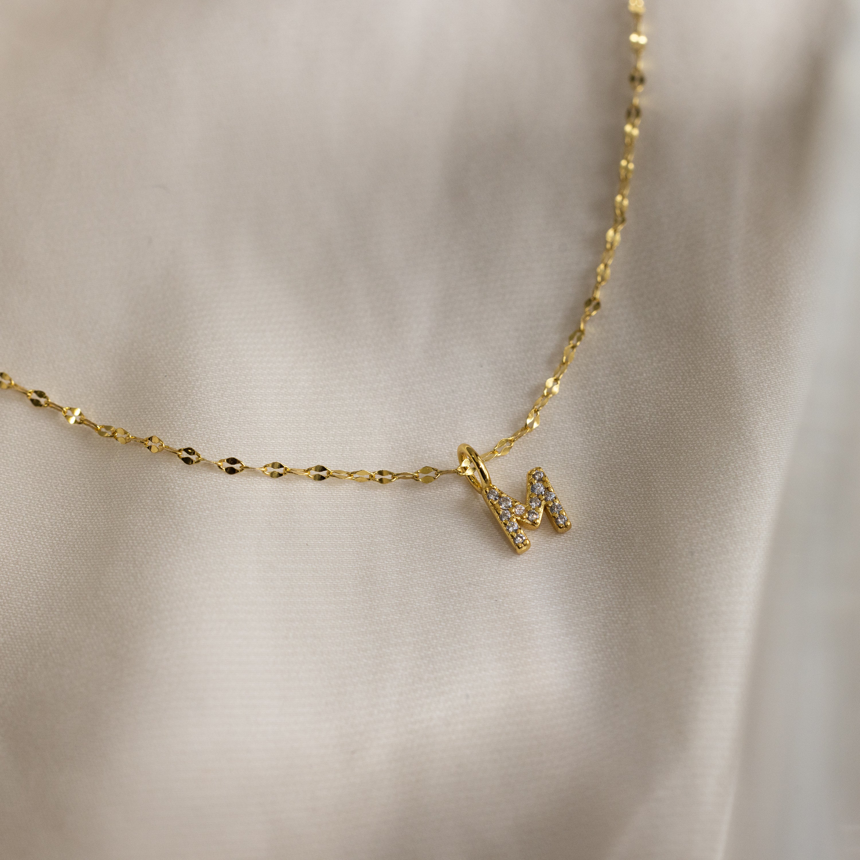 Dainty Pave Letter Necklace in 18K Gold - Image 21