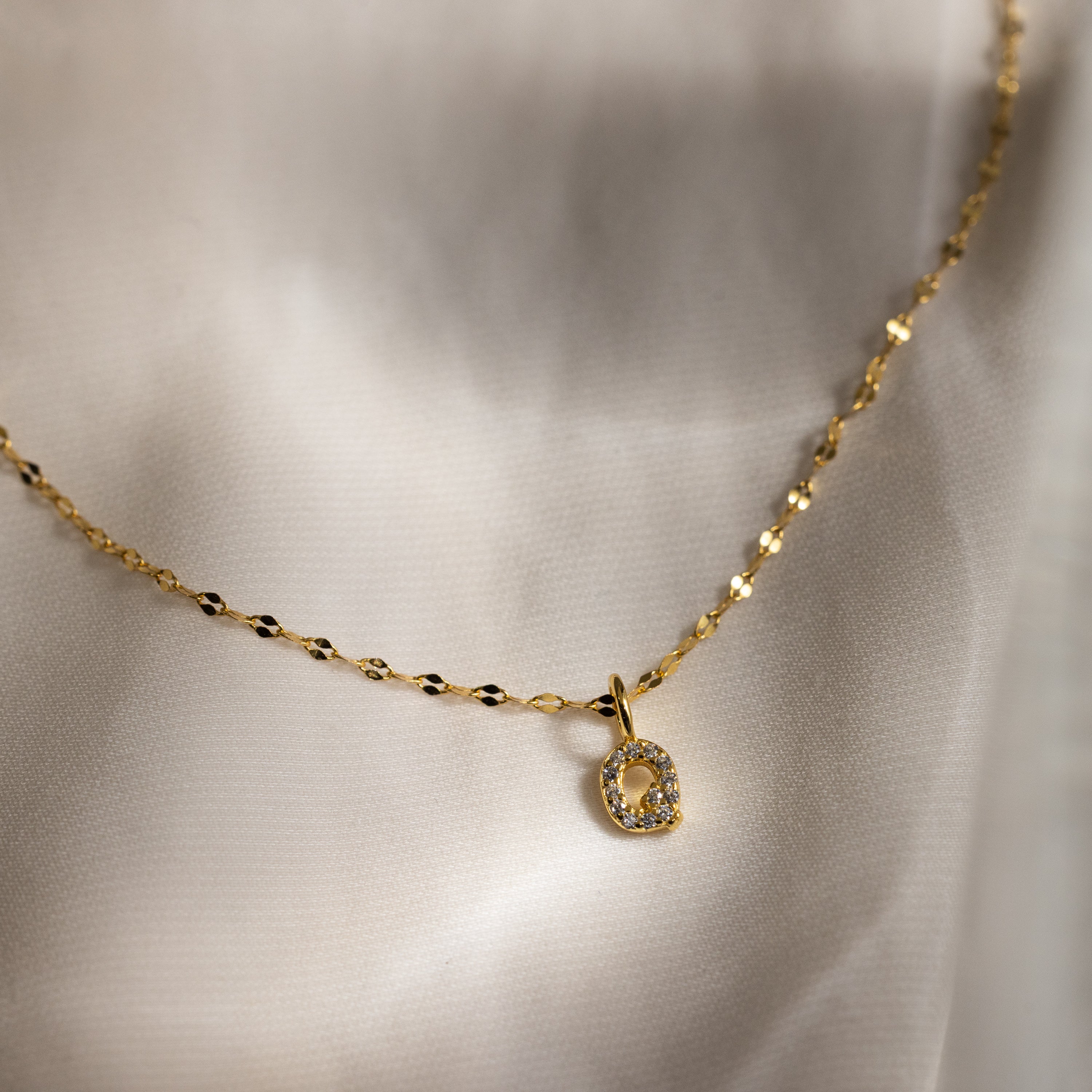 Dainty Pave Letter Necklace in 18K Gold - Image 25