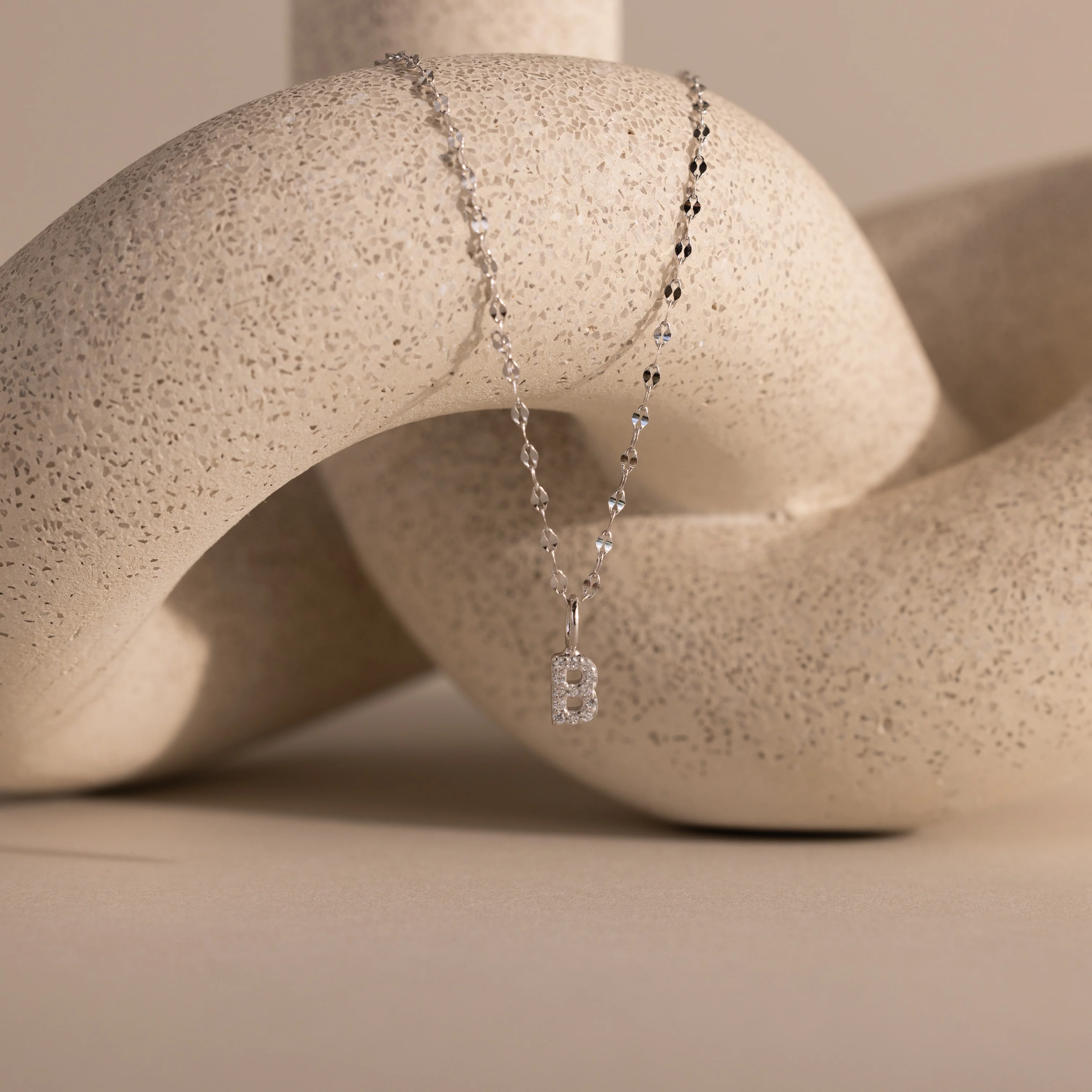 Dainty Pave Letter Necklace in Silver - Image 5