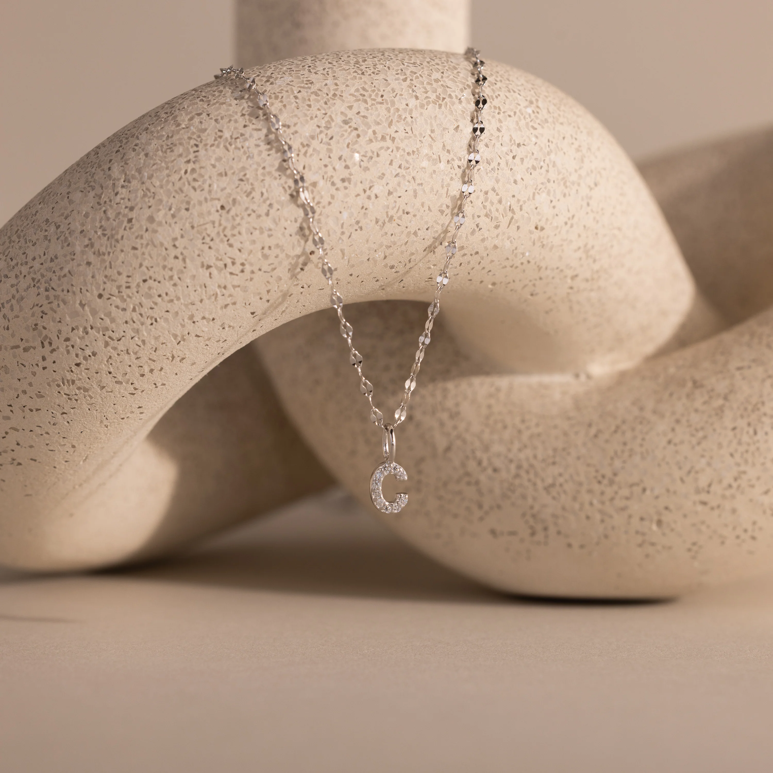 Dainty Pave Letter Necklace in Silver - Image 7