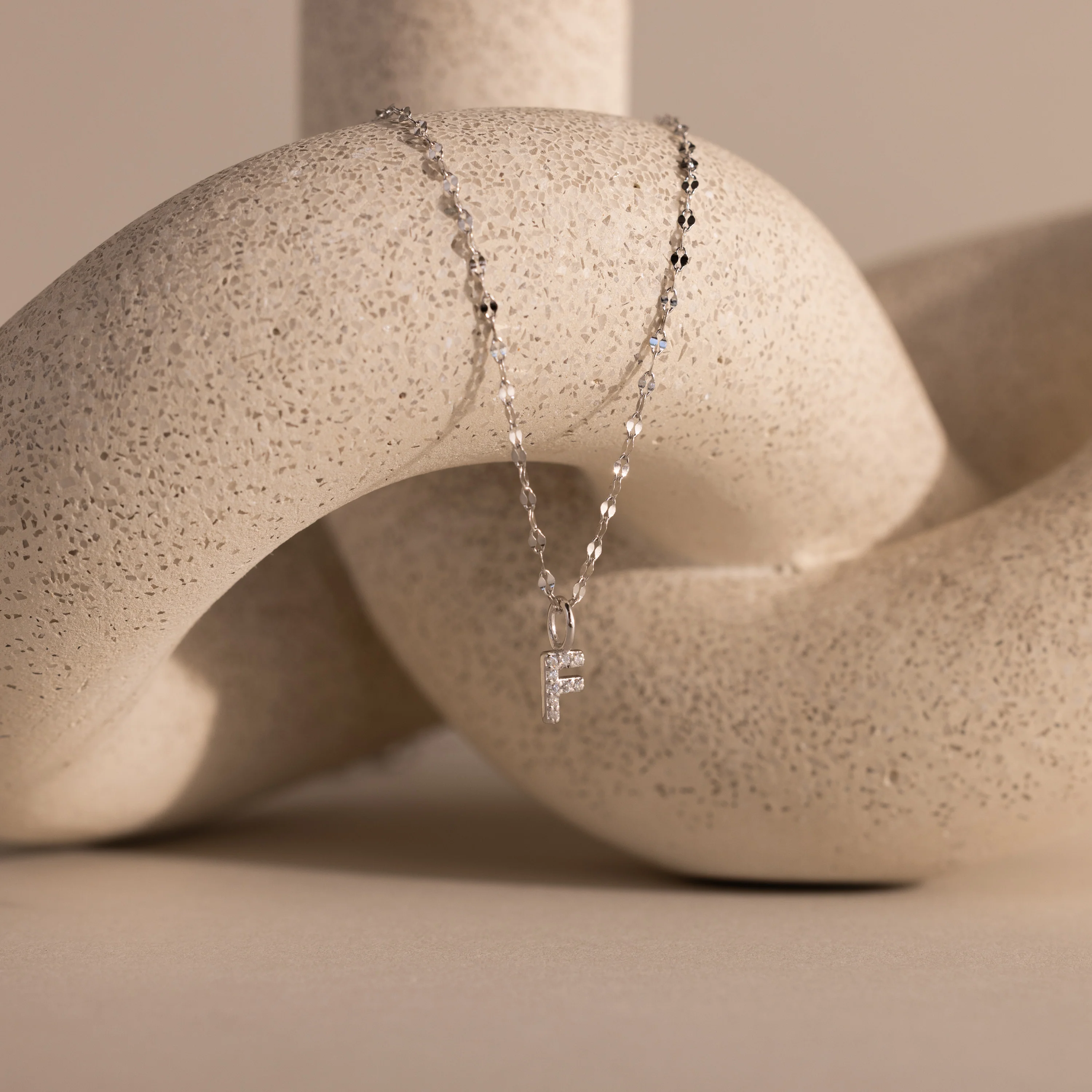Dainty Pave Letter Necklace in Silver - Image 10