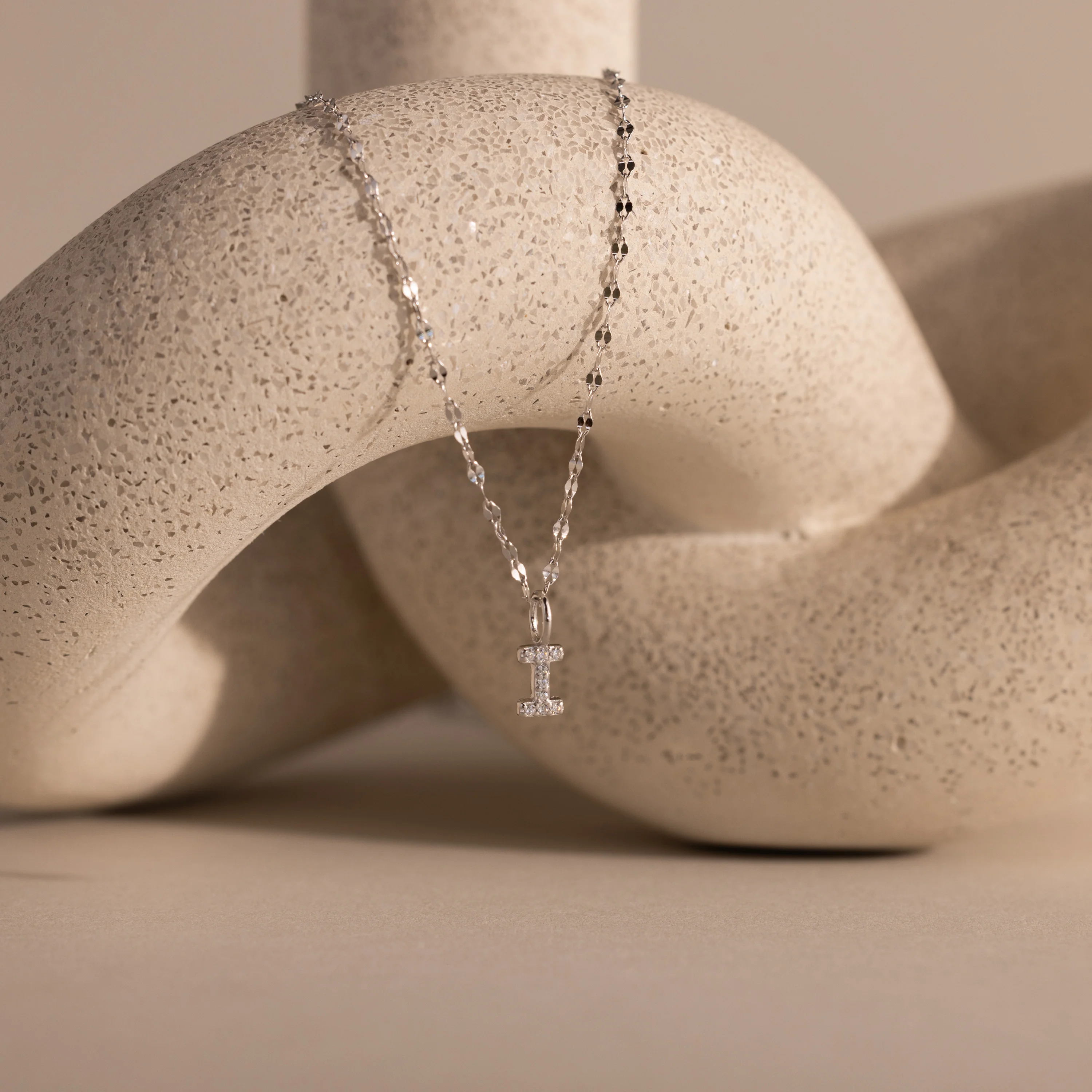 Dainty Pave Letter Necklace in Silver - Image 13