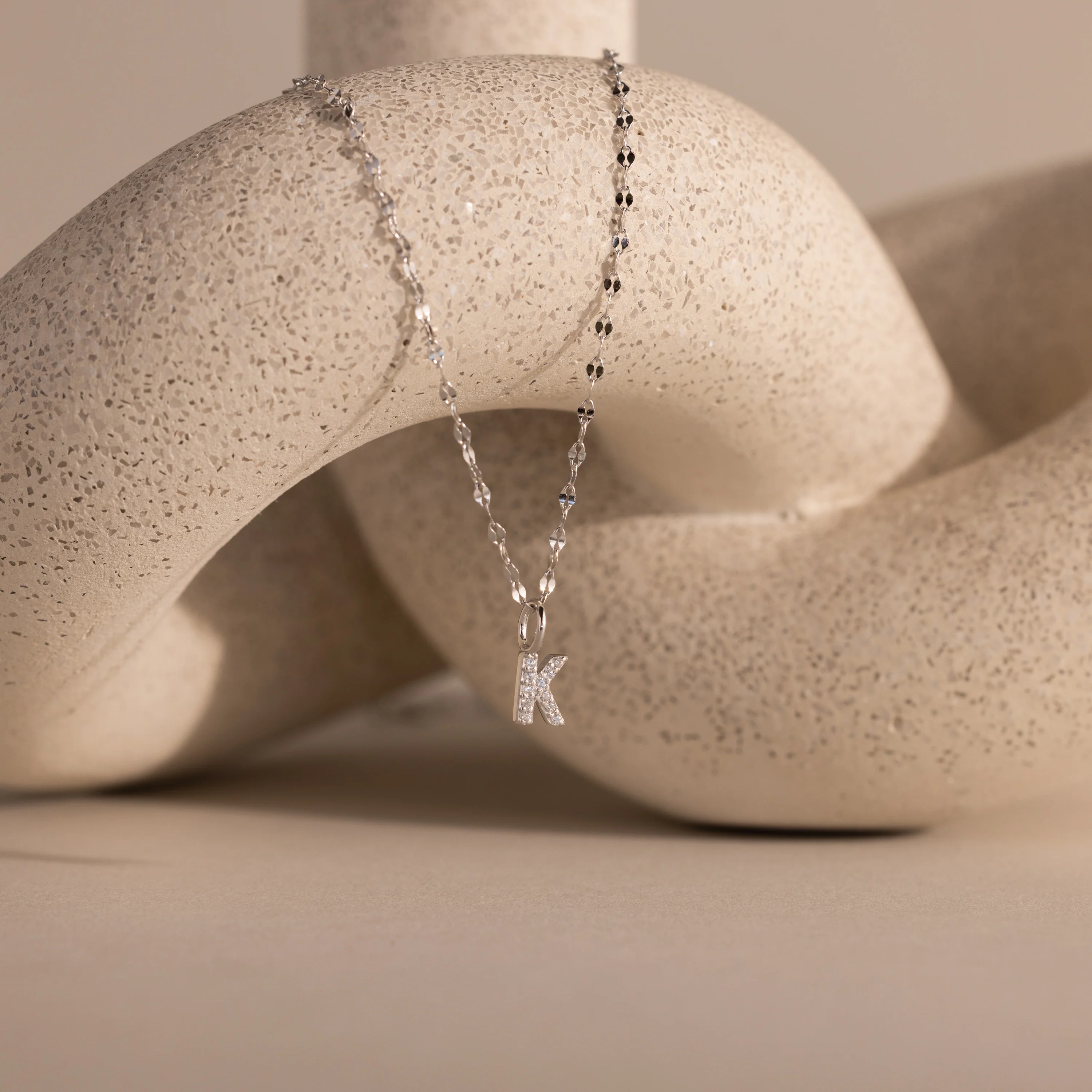 Dainty Pave Letter Necklace in Silver - Image 15
