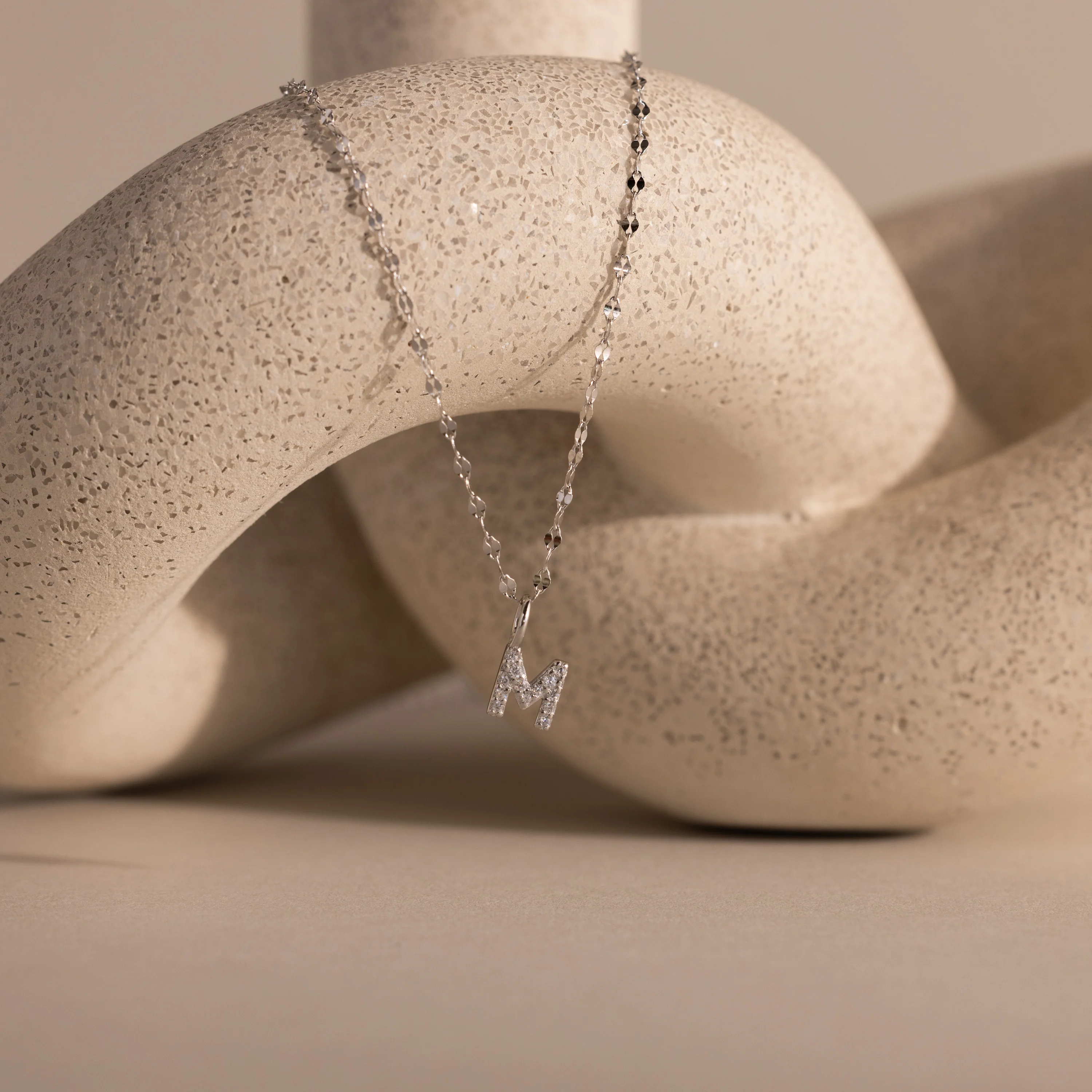 Dainty Pave Letter Necklace in Silver - Image 17