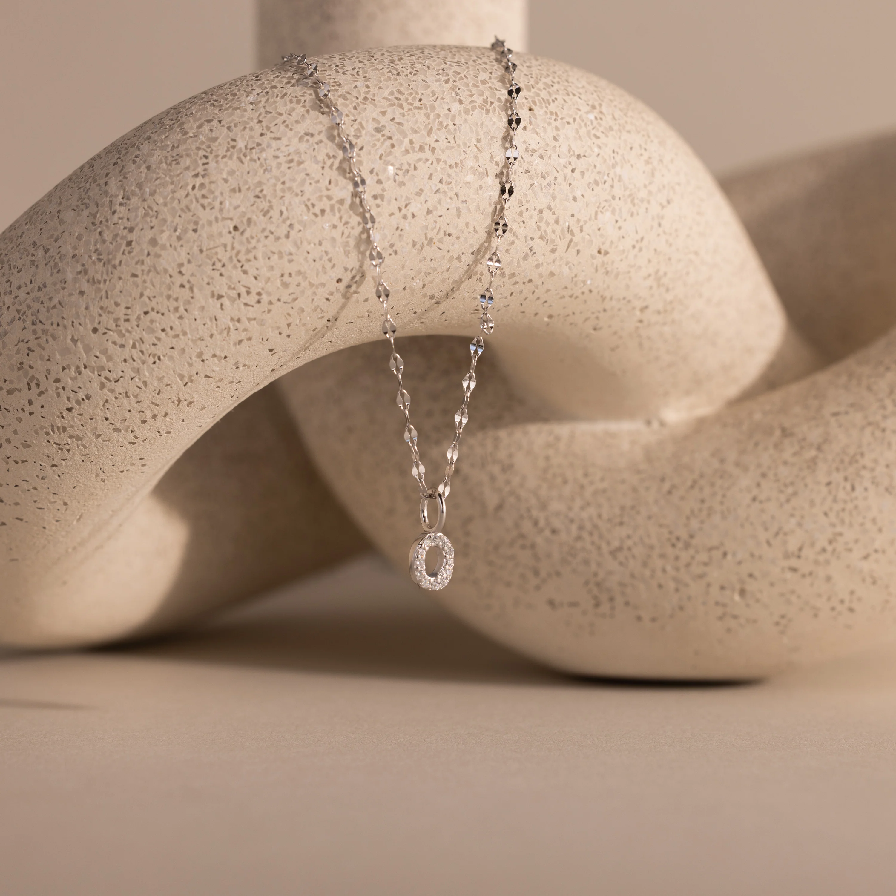 Dainty Pave Letter Necklace in Silver - Image 19