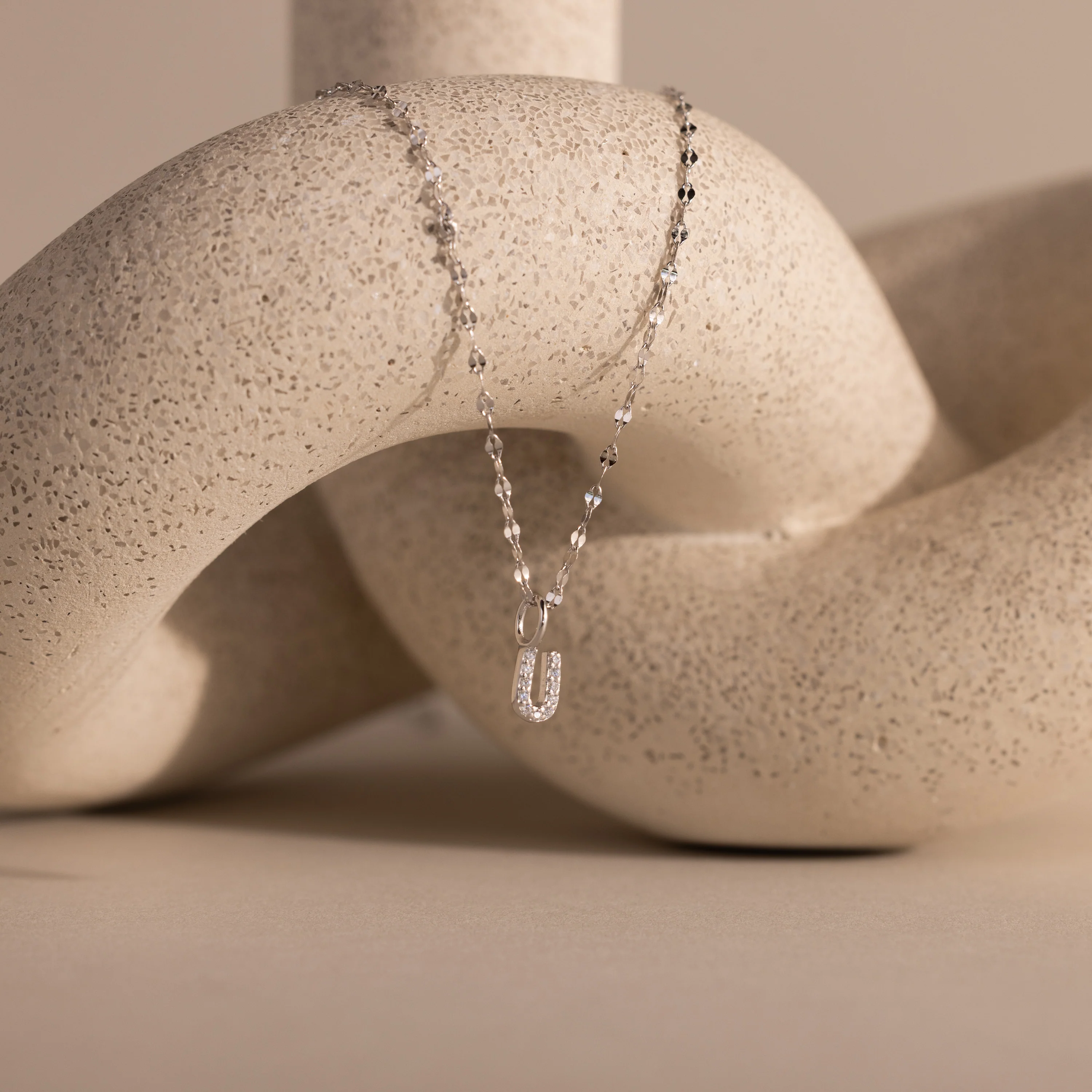 Dainty Pave Letter Necklace in Silver - Image 25