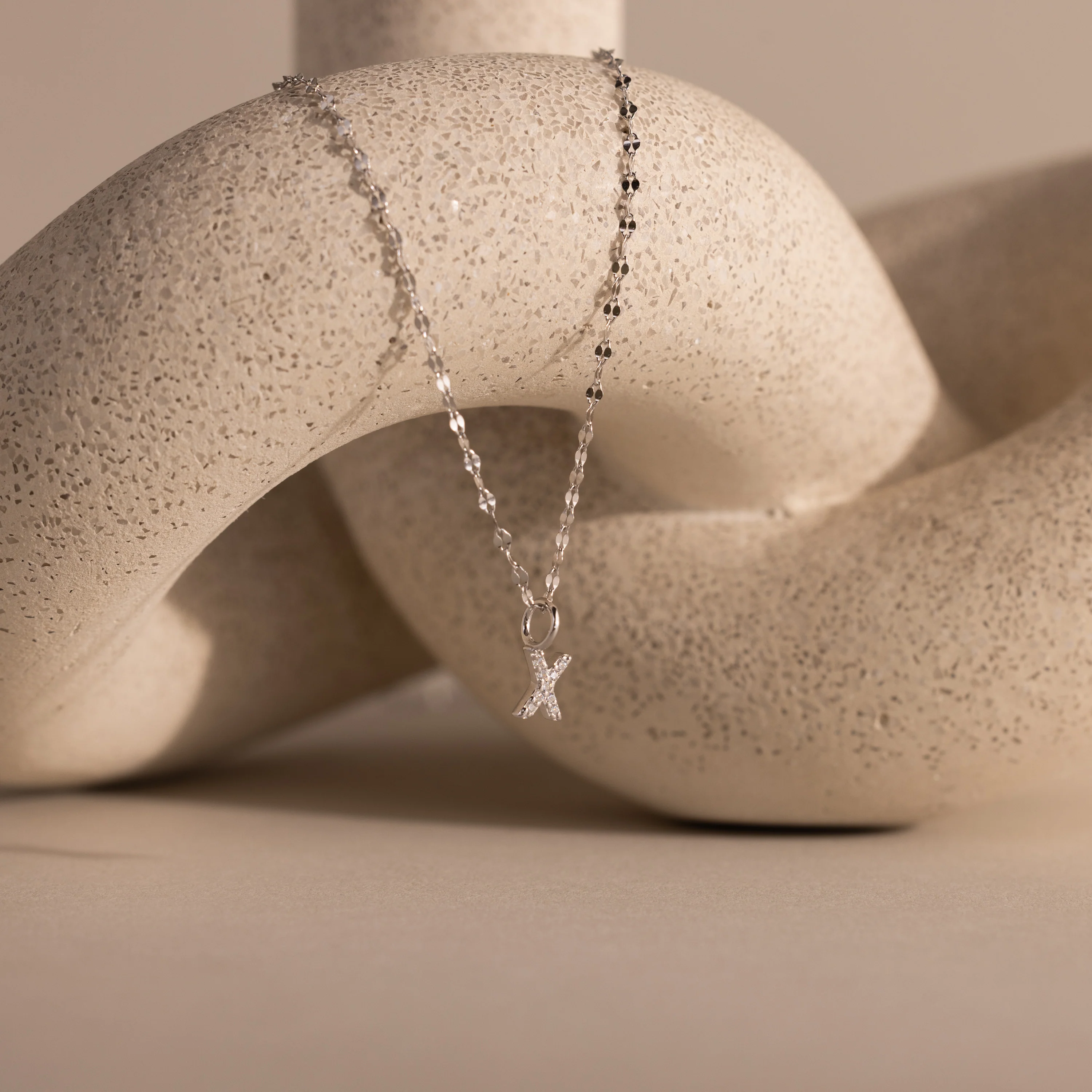 Dainty Pave Letter Necklace in Silver - Image 28