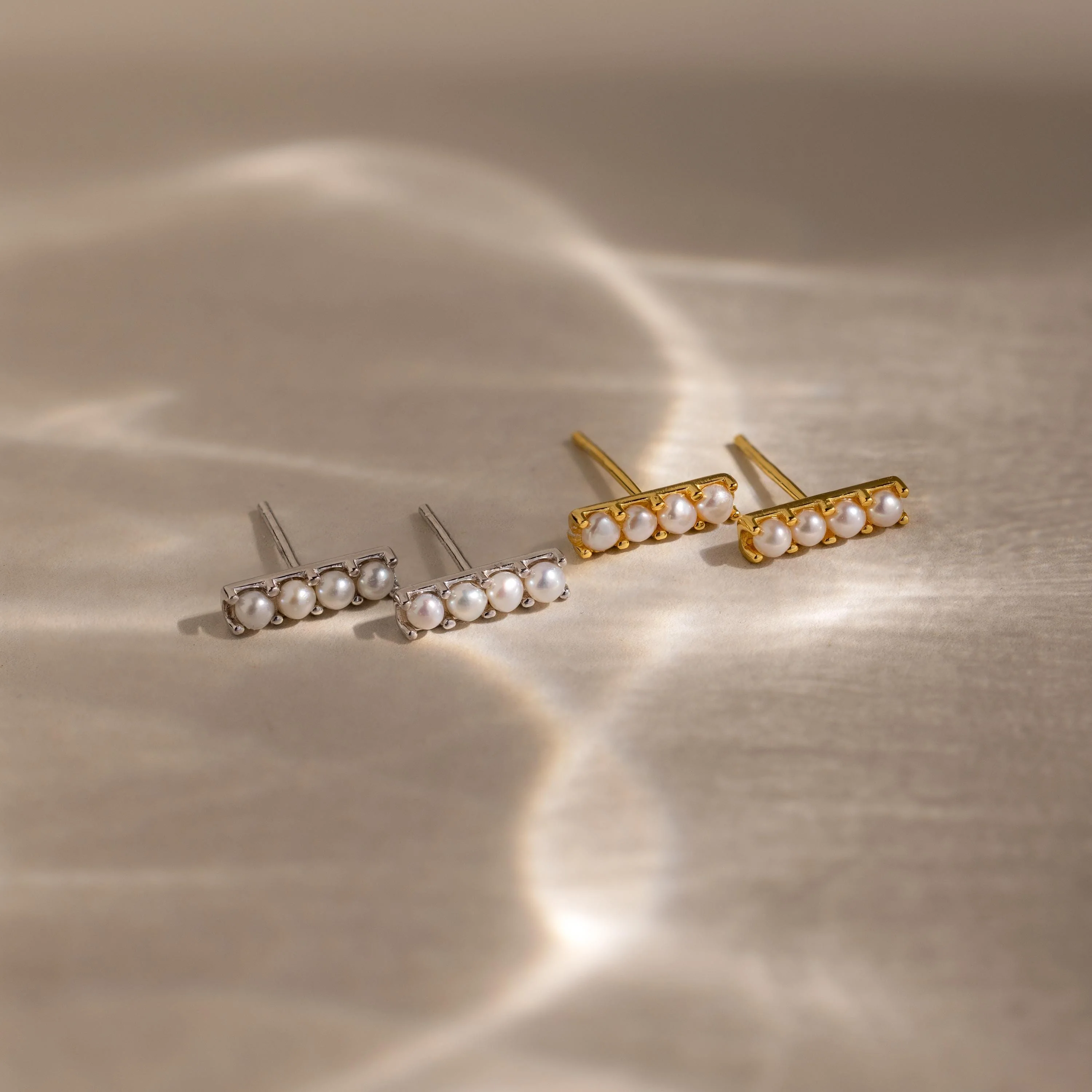 Dainty Pearl Bar Studs - Image 3
