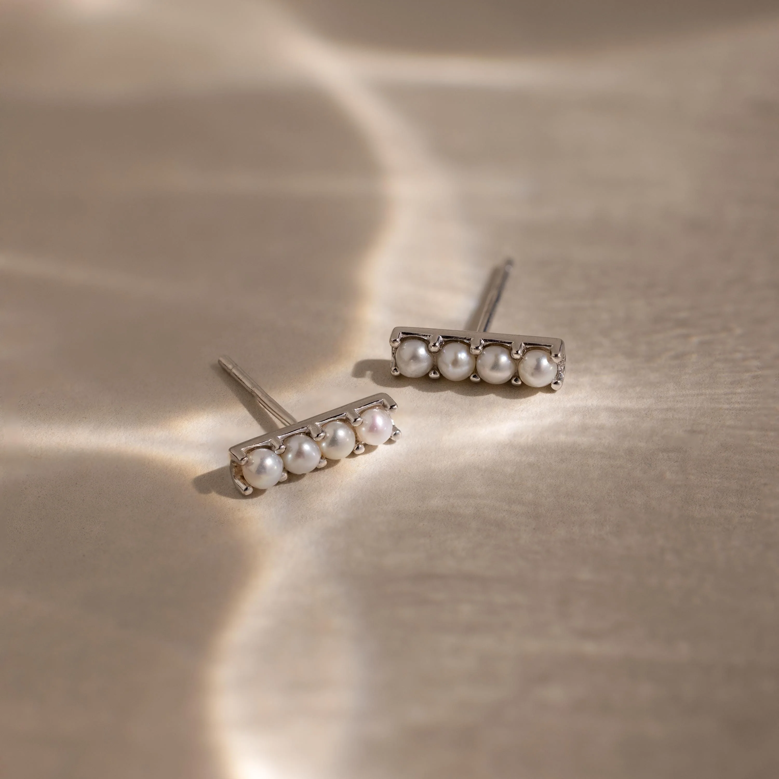Dainty Pearl Bar Studs - Image 5