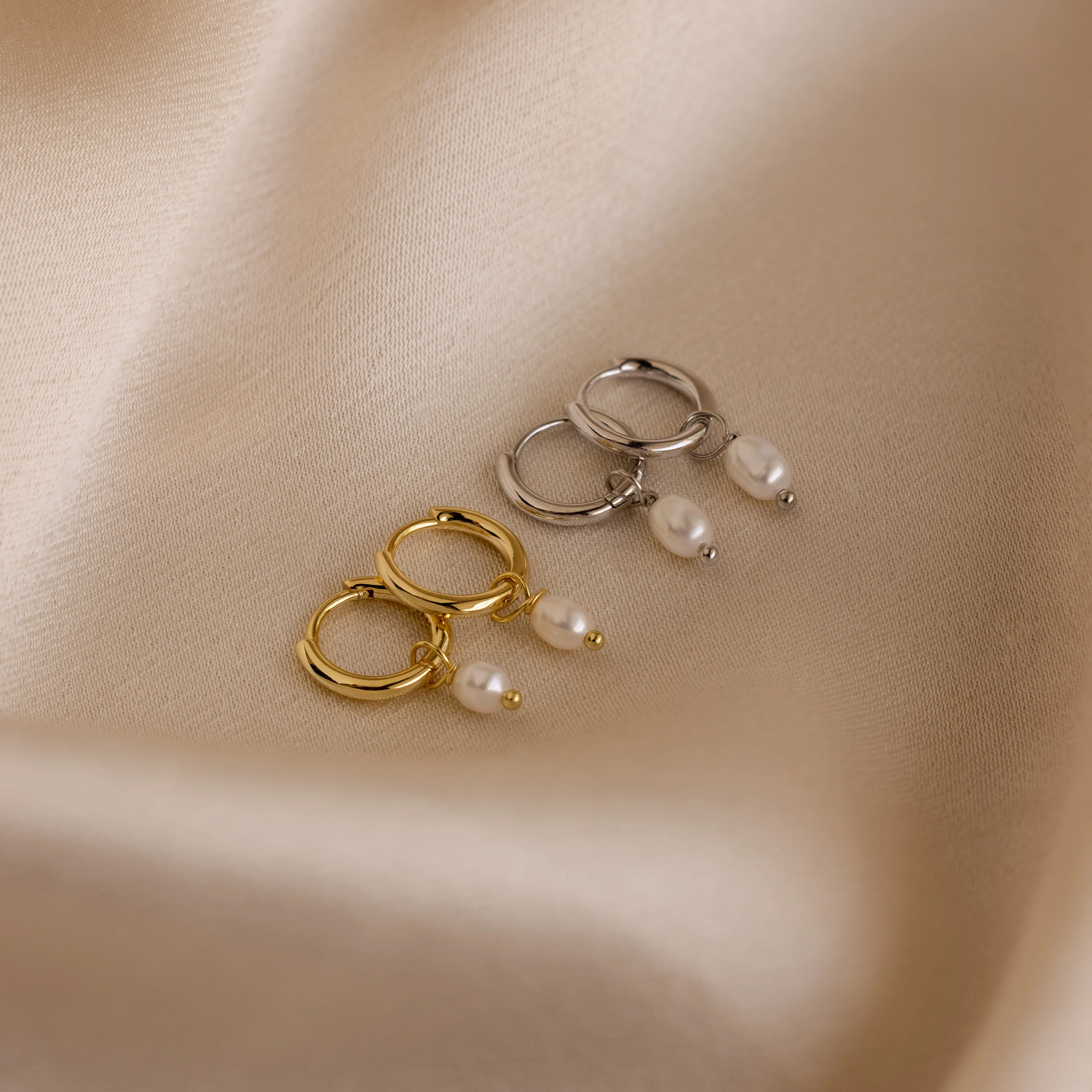 Dainty Pearl Huggies - Image 3