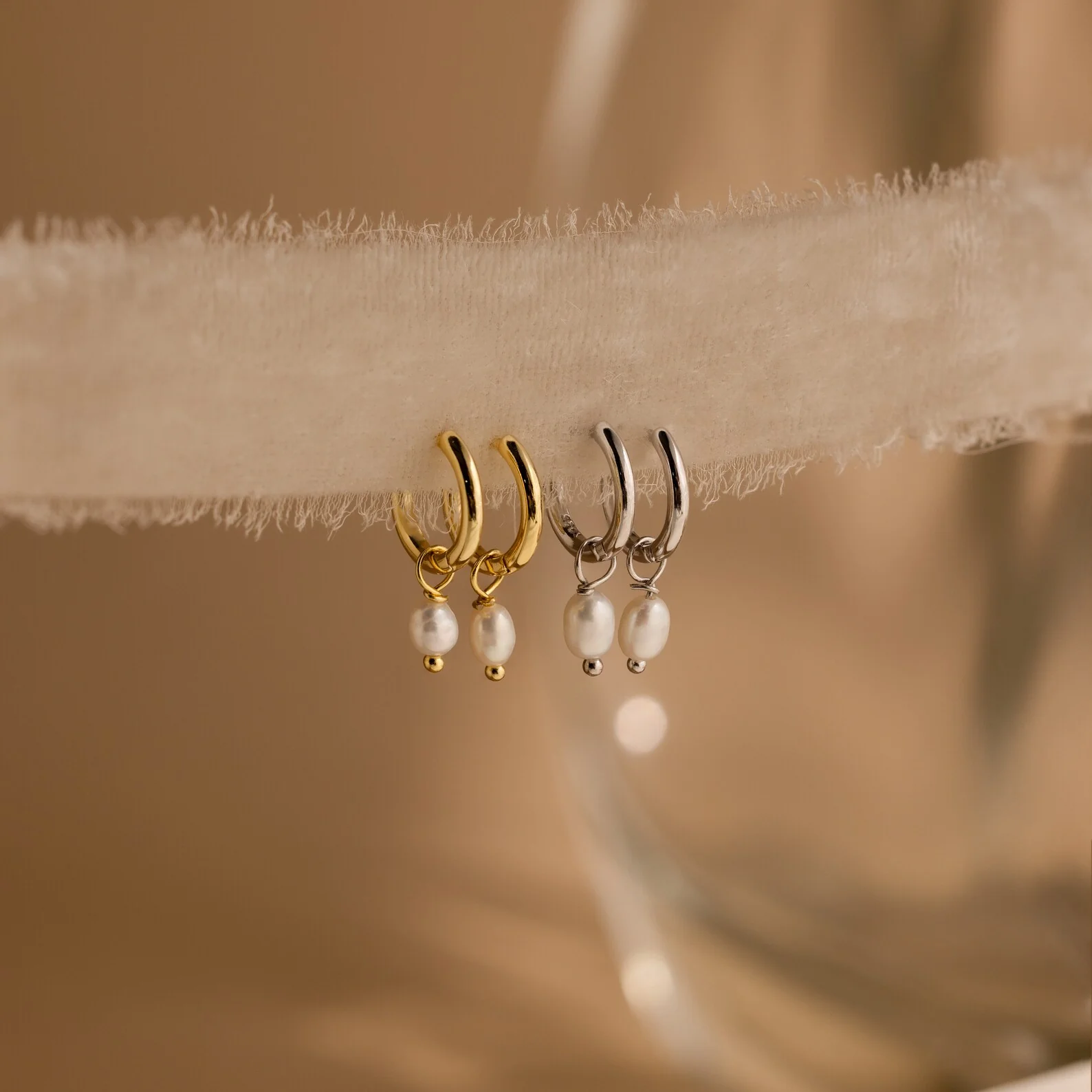 Dainty Pearl Huggies - Image 7