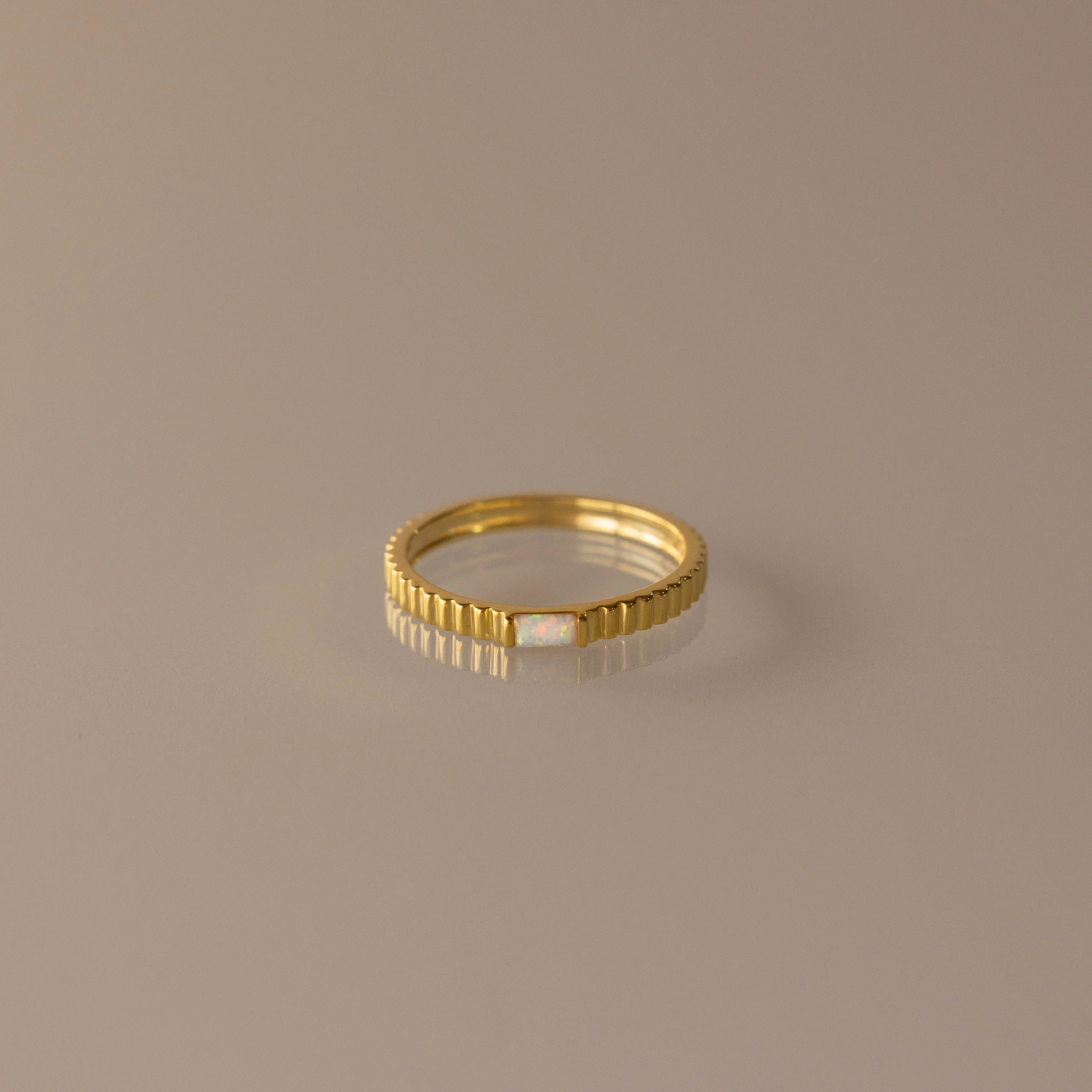 Dainty Ribbed Opal Ring