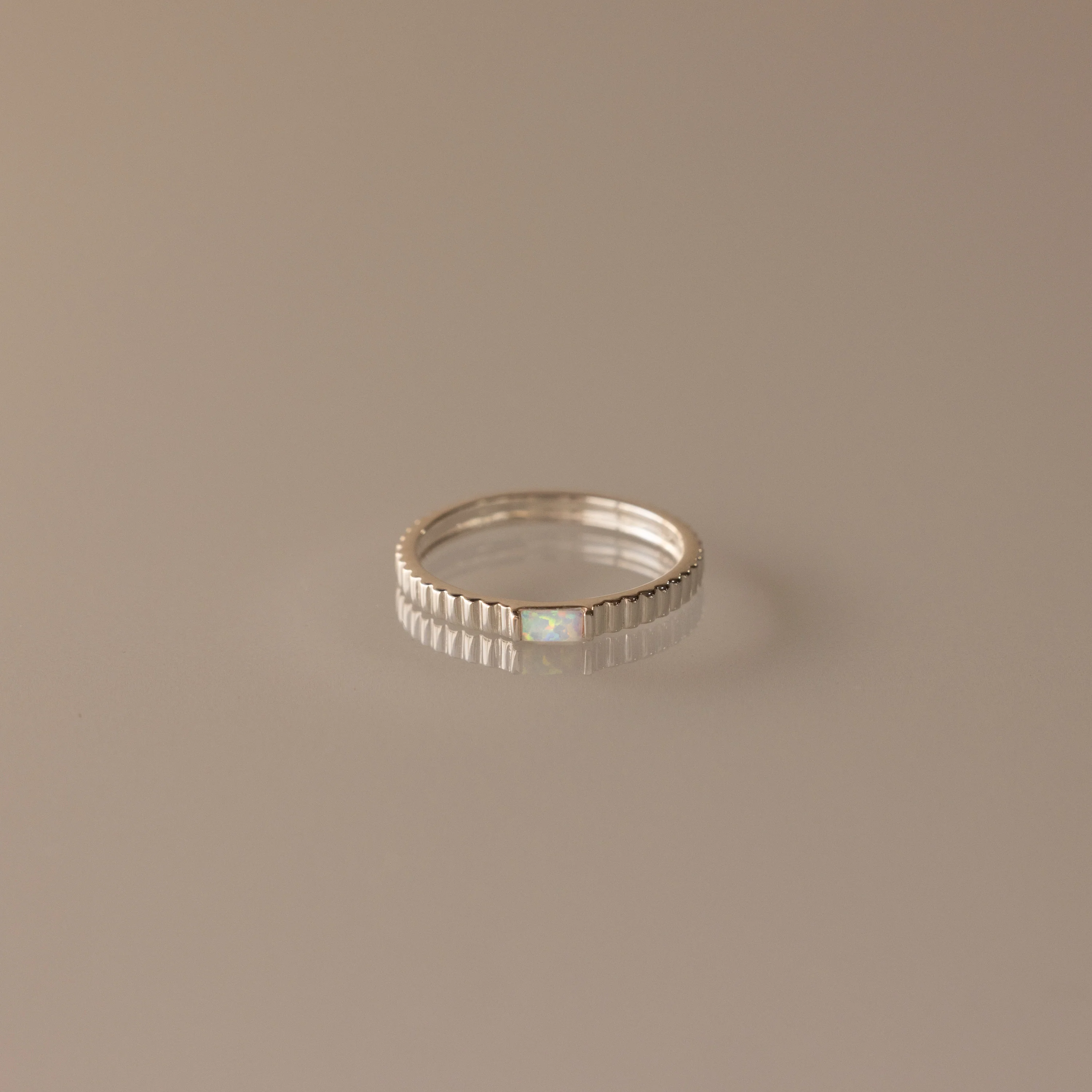 Dainty Ribbed Opal Ring - Image 3