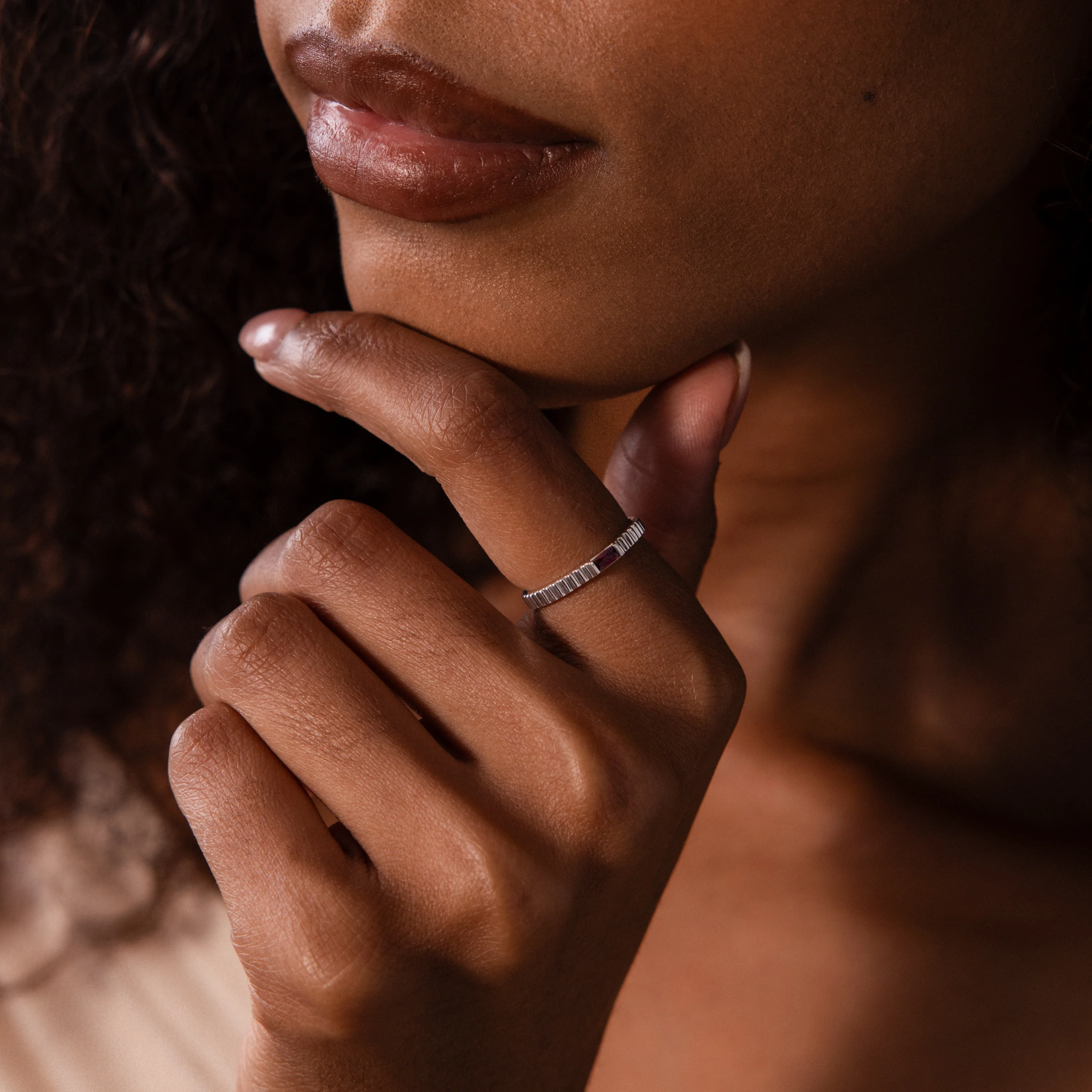 Dainty Ribbed Pink Tourmaline Ring - Image 4